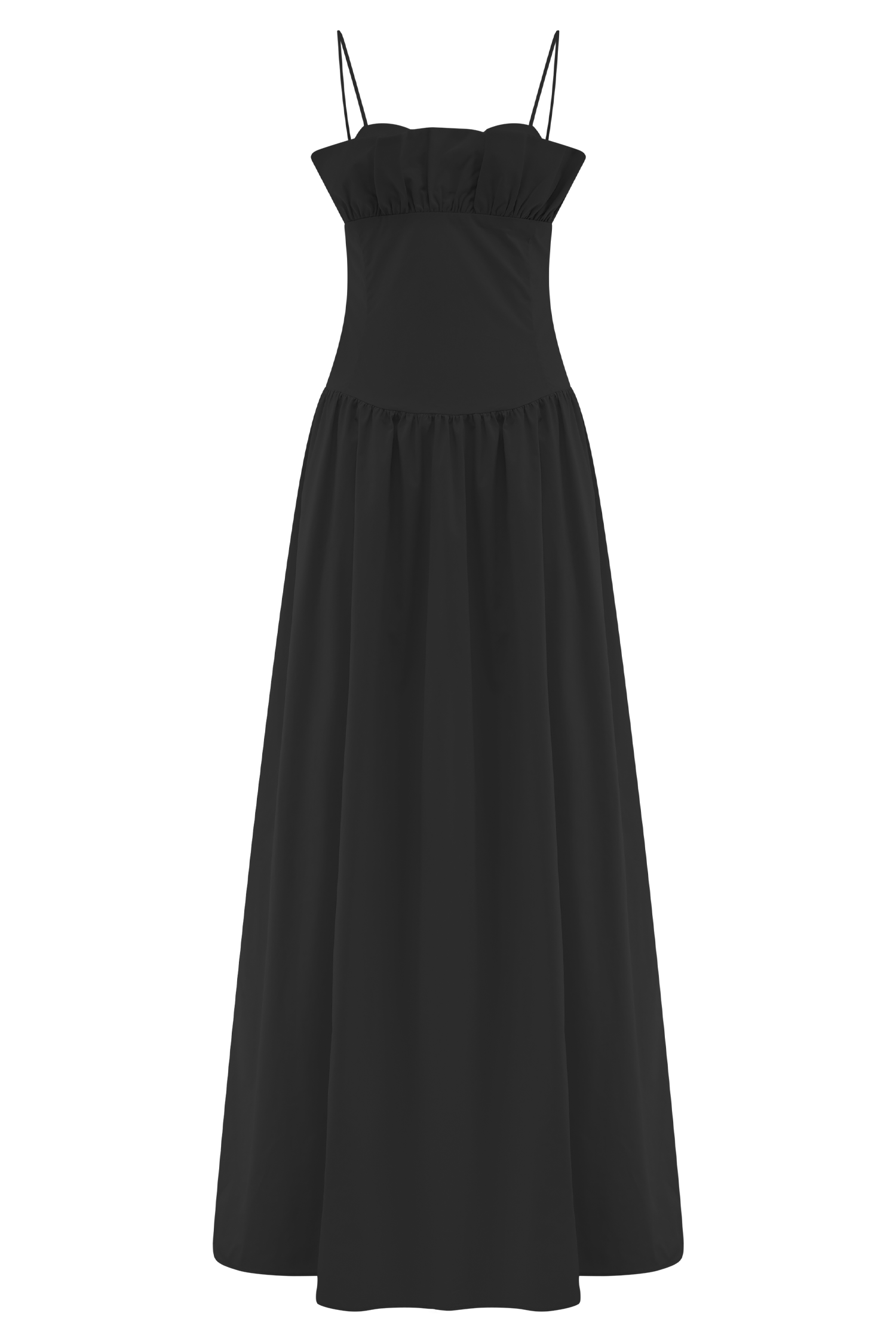 Janis Cotton Frill Maxi Dress - Black、mySite、solidvoid