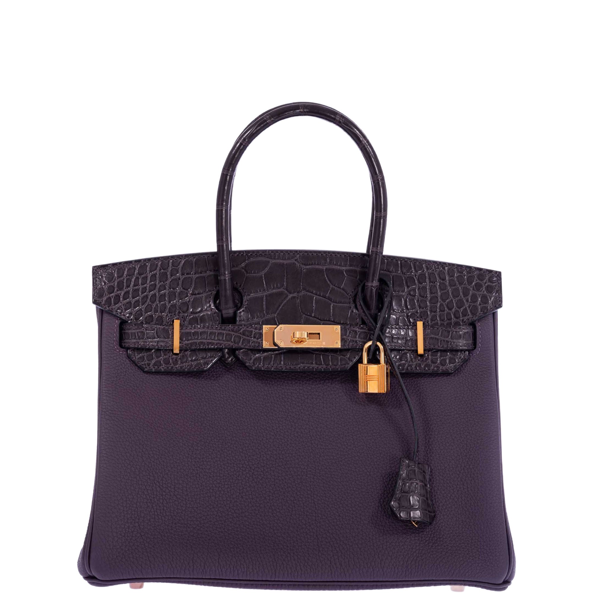 Hermès Touch Birkin 30 Prunoir Togo and Raisin Matte Alligator Rose Gold Hardware、mySite、garminoutage.com
