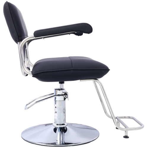 Stainless steel frame,Fashion style Hair Salon Chair Styling Heavy Duty Hydraulic Pump Barber Chair Beauty Shampoo Barbering Chair for Hair Stylist Women Man,with Barber Cape (Black)、、casual