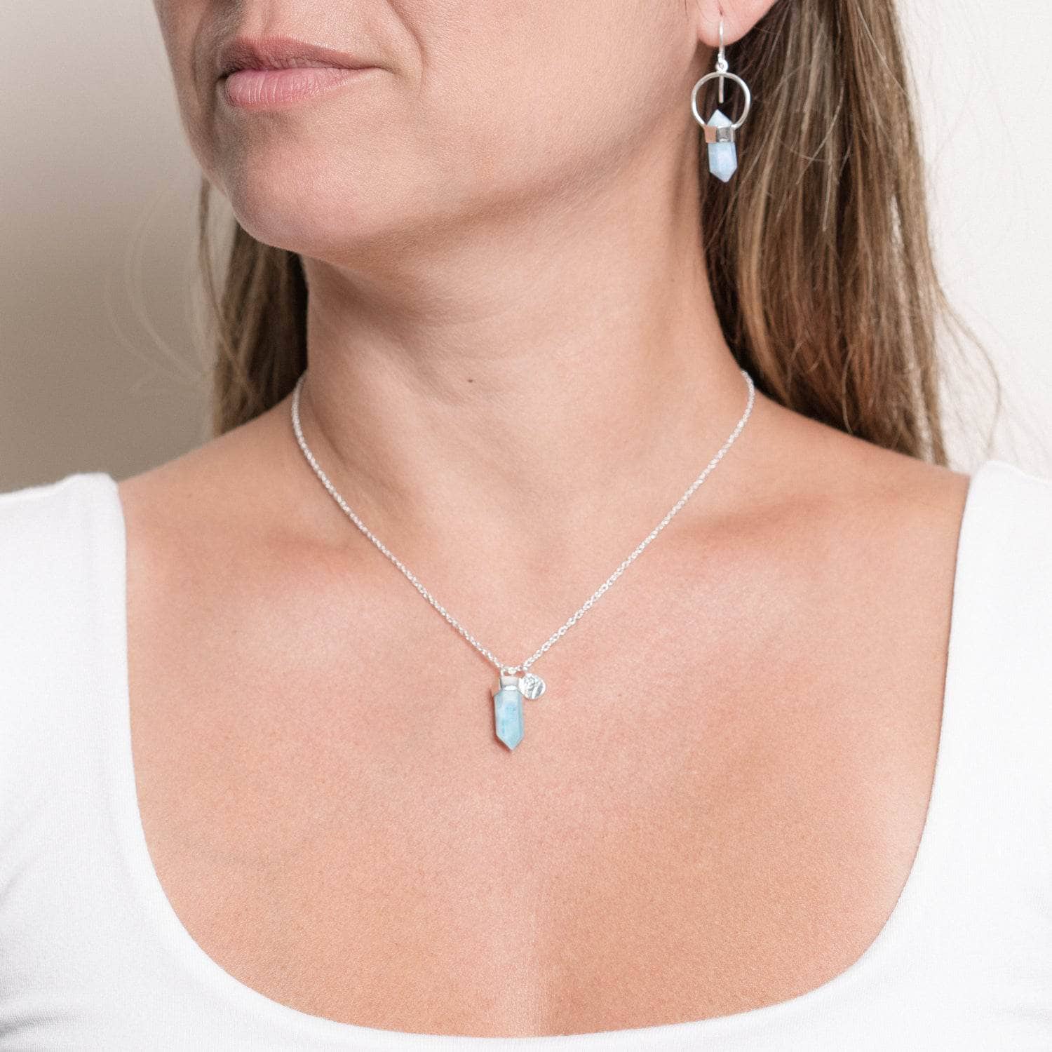 Delicate Rare Genuine Larimar Crystal Point Necklace、mySite、hinf8tx79