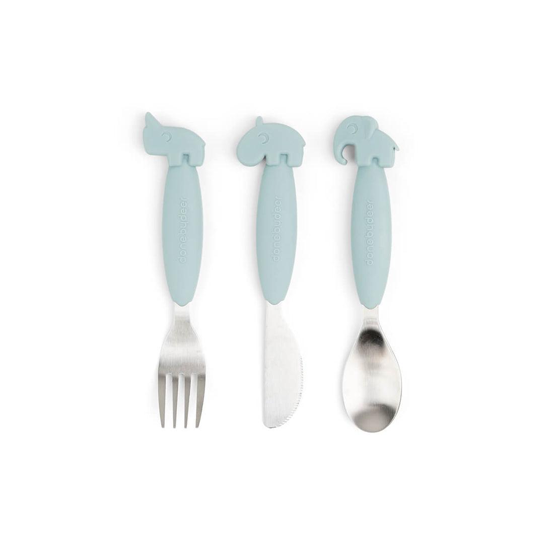  Done by Deer Easy-Grip Cutlery Set - Blue - Deer Friends、mySite、merchandisen