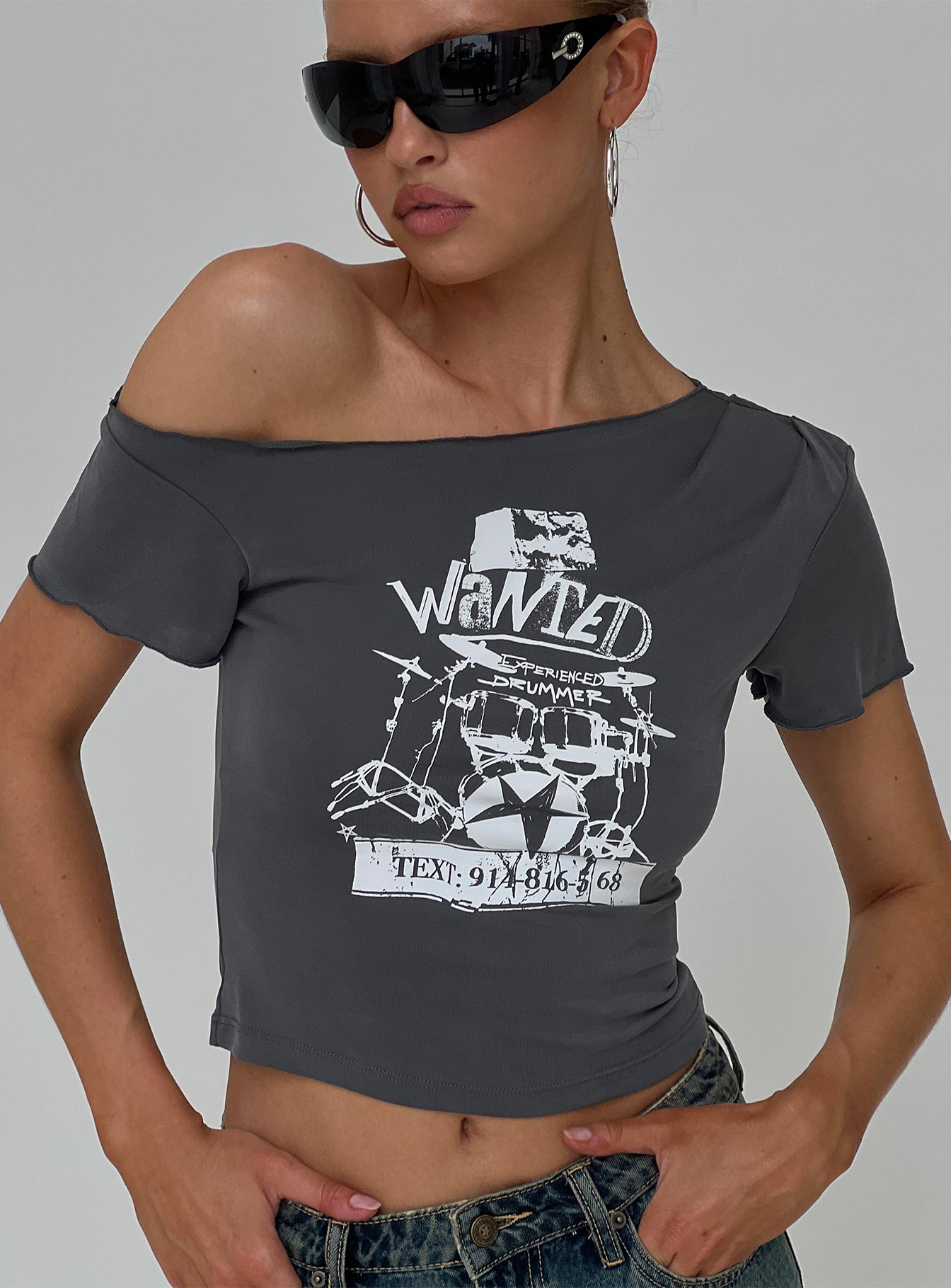 Star Wanted Asymmetrical Tee Grey、mySite、solidvoid