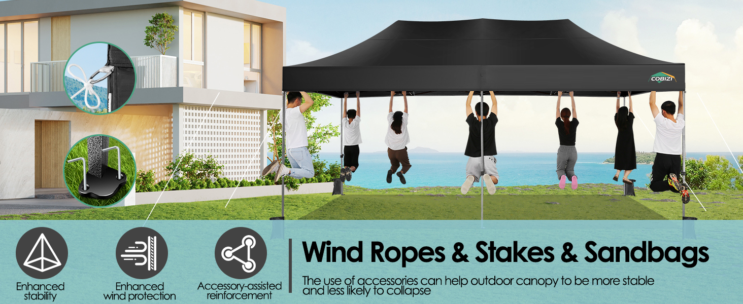 COBIZI Heavy duty 10x20 commercial pop up canopy with 6 sidewalls