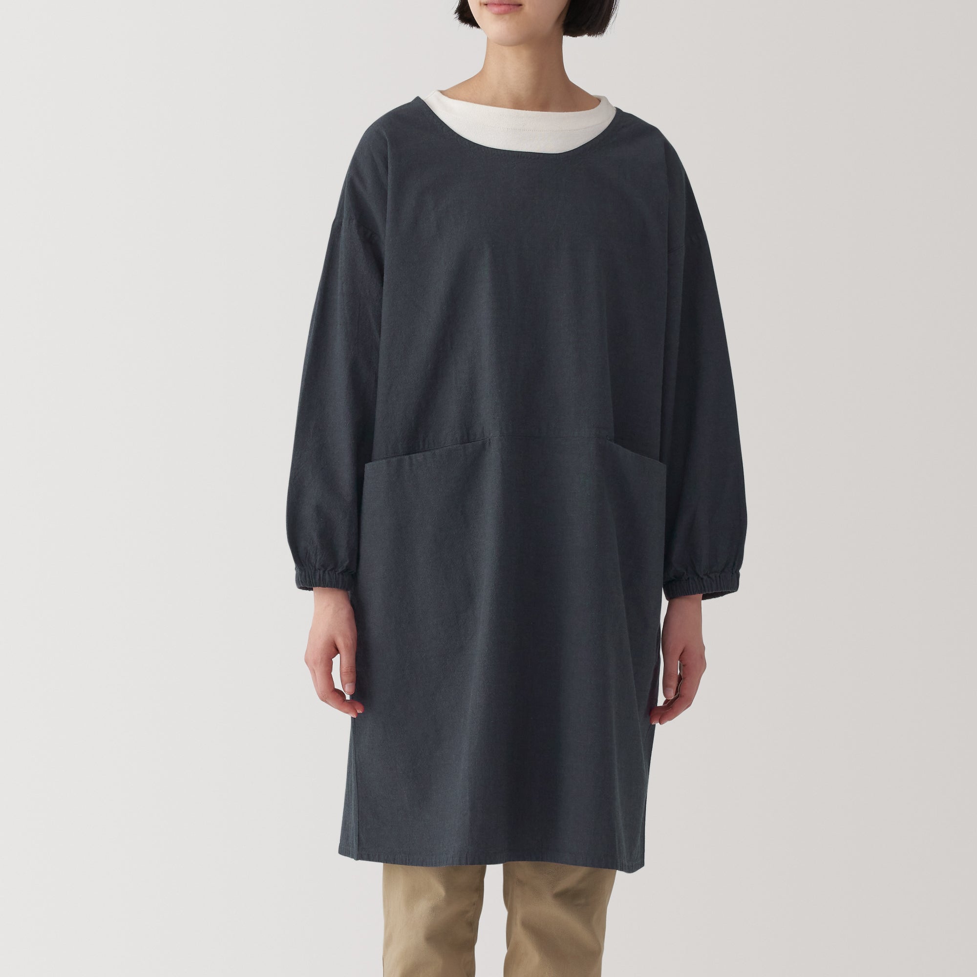  Easy Fit Long Sleeve Apron - Dark Gray、mySite、sugarbowlscore