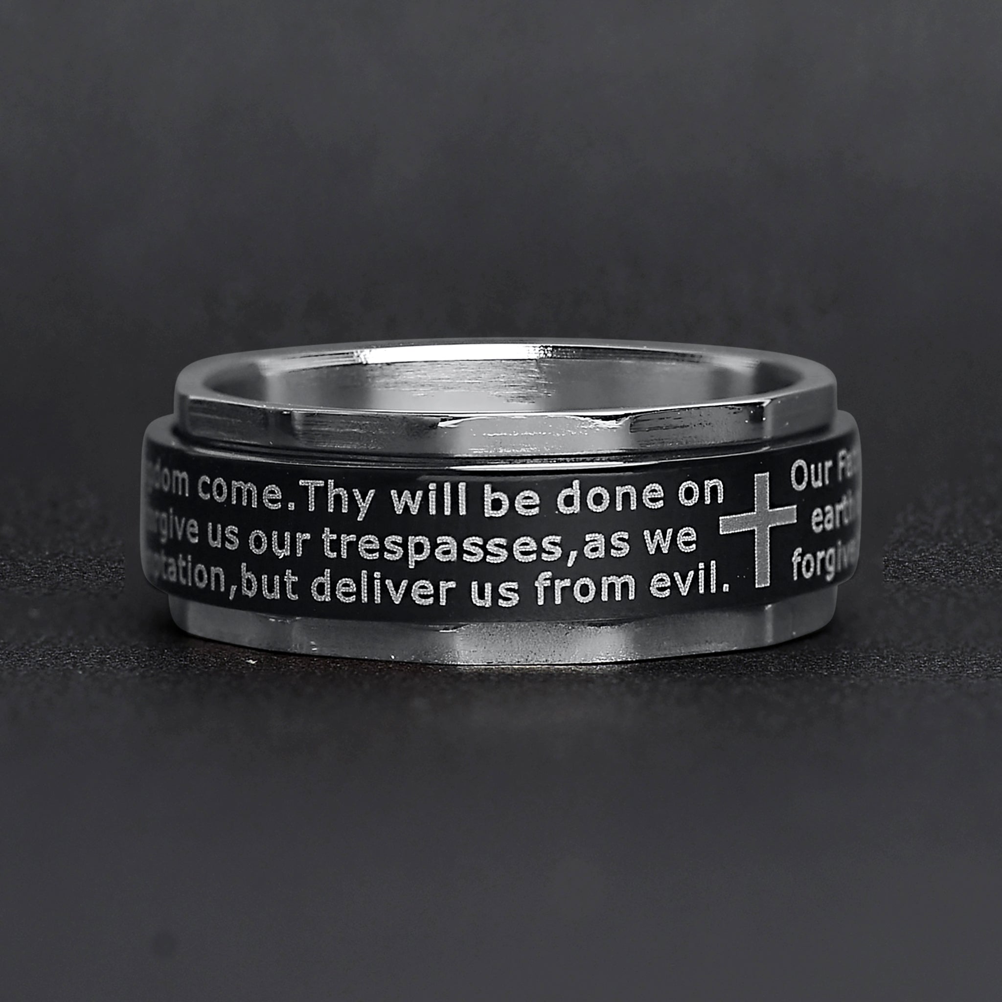 Highly Polished Stainless Steel Lord's Prayer Spinner Center Ring / SRJ1007、mySite、dreamappss