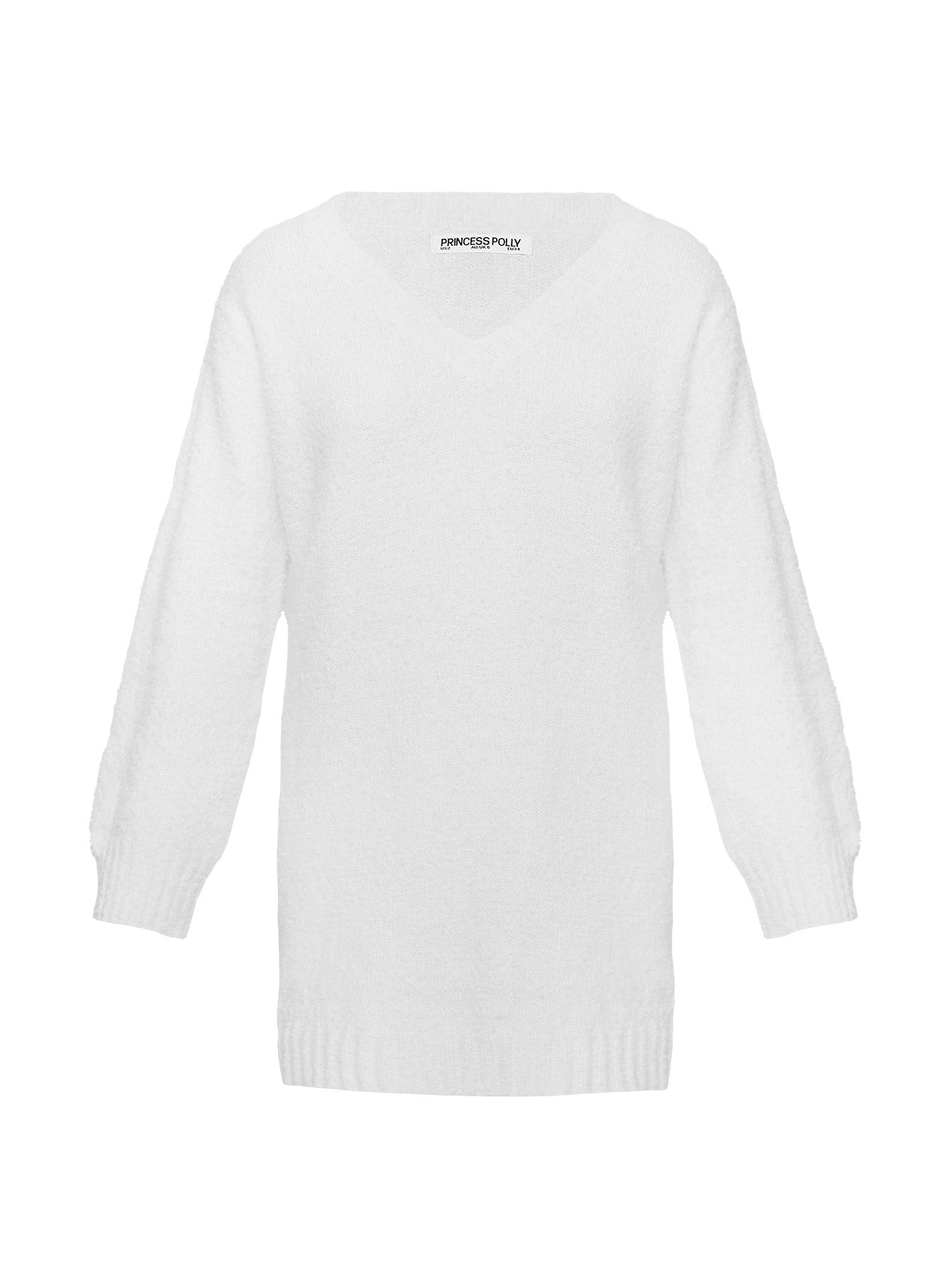 Fine Line Long Sleeve Knit Mini Dress White、mySite、solidvoid