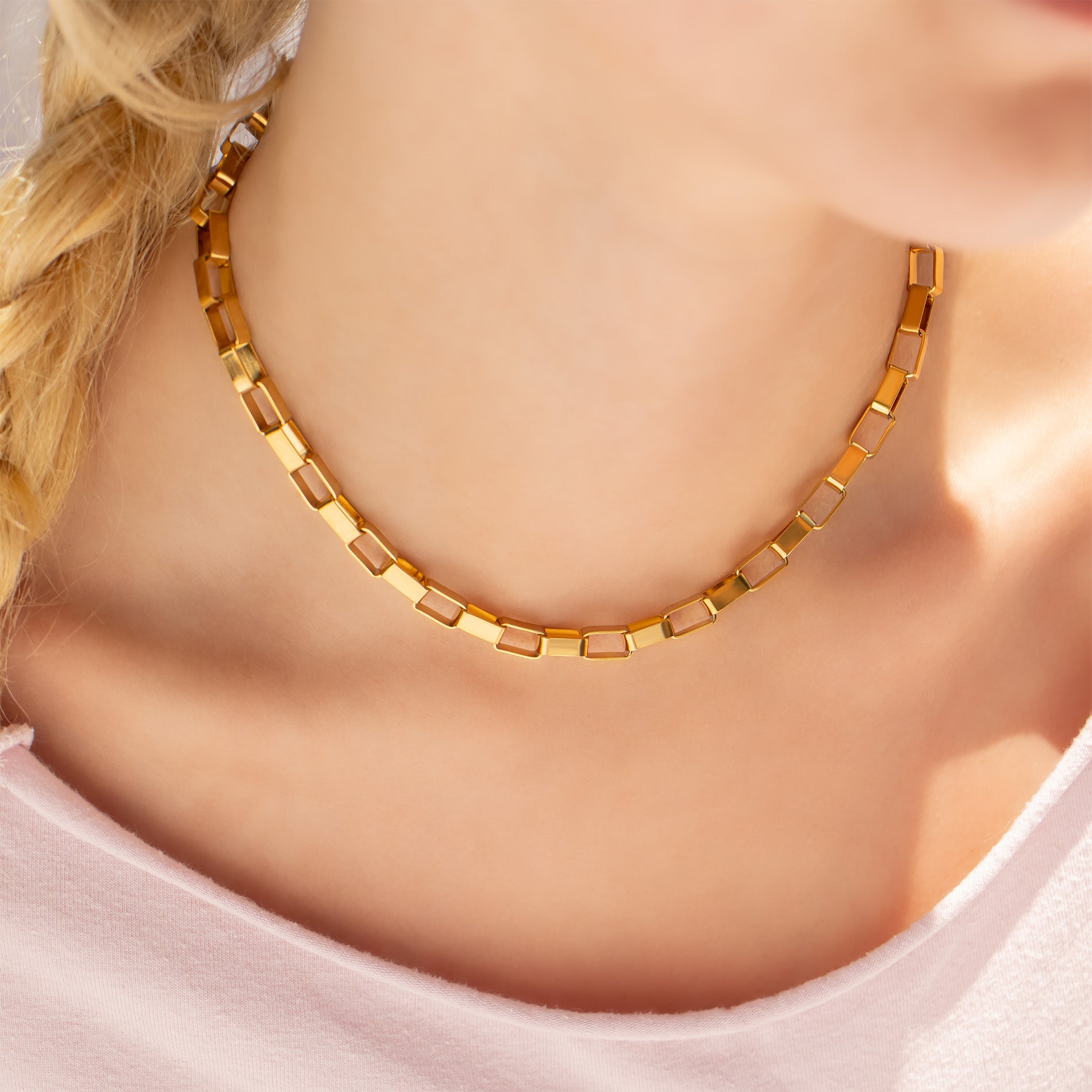 18K Gold PVD Stainless Steel Thick Paperclip Chain Necklace / CHN0105、mySite、dreamappss