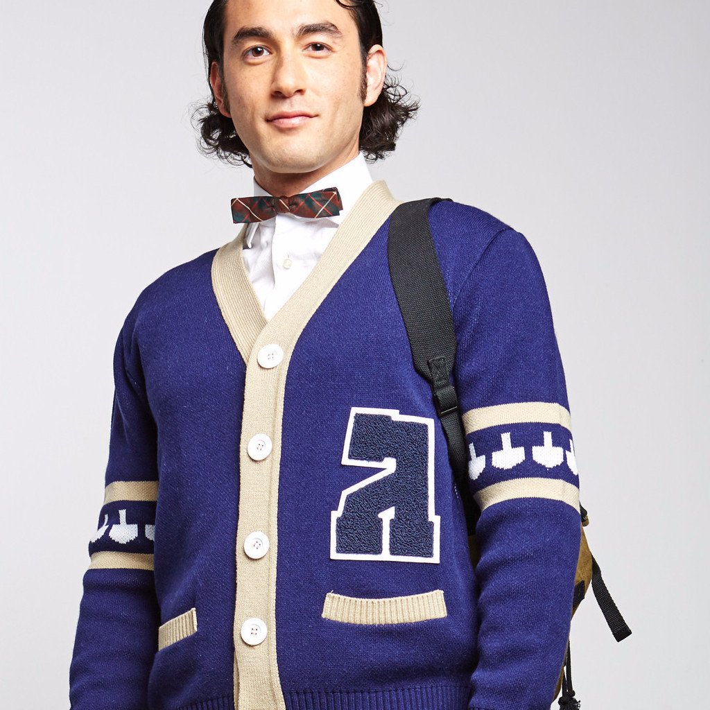 Gimmelman Men Varsity Hanukkah Sweater with Authentic Chenille Letter、mySite、topwebapps