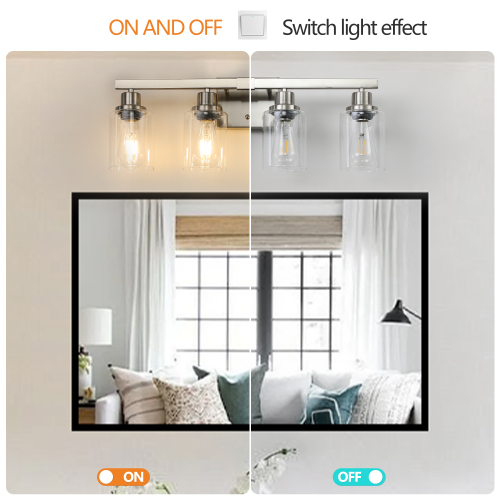 (Same as W1340P197620/L001010-B4) 24" Modern Black 4-Light Bathroom Vanity Light Fixture, Industrial Wall Sconce with Clear Glass Shades for Mirror, Bathroom, Bedroom, and Hallway (No Bulbs)、、eastwooduniform