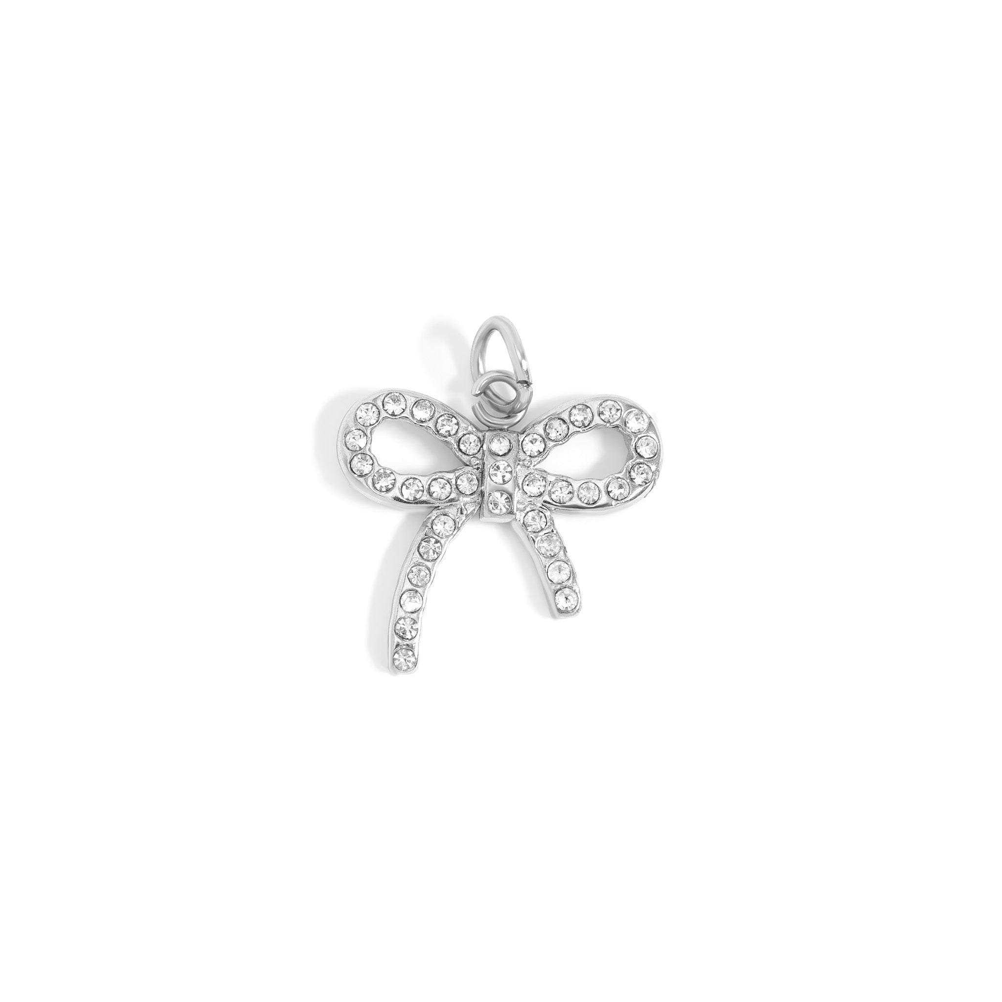 18K Gold PVD Stainless Steel Rhinestone Bow Charm / PDL0278、mySite、dreamappss