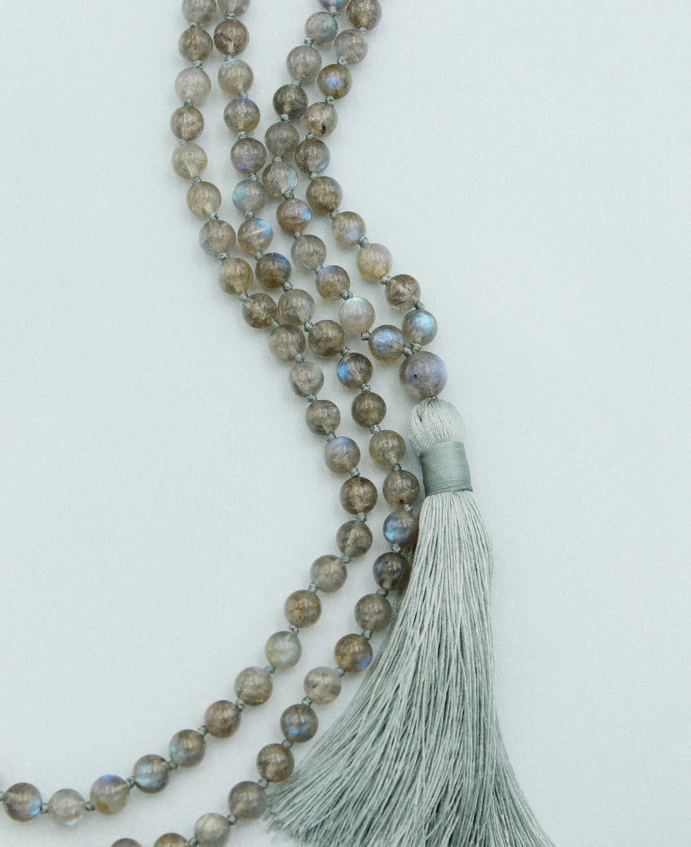 Premium Labradorite Gemstone Mala, Knotted、mySite、topwebapps