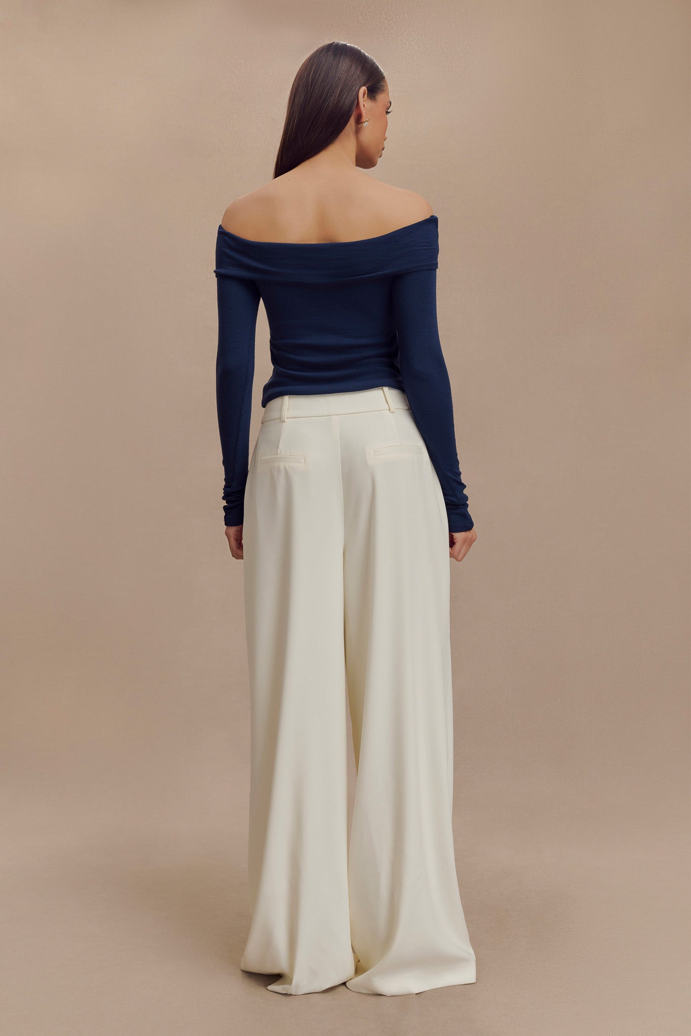 Briah Cut Out Modal Long Sleeve Top - Dark Navy、mySite、solidvoid