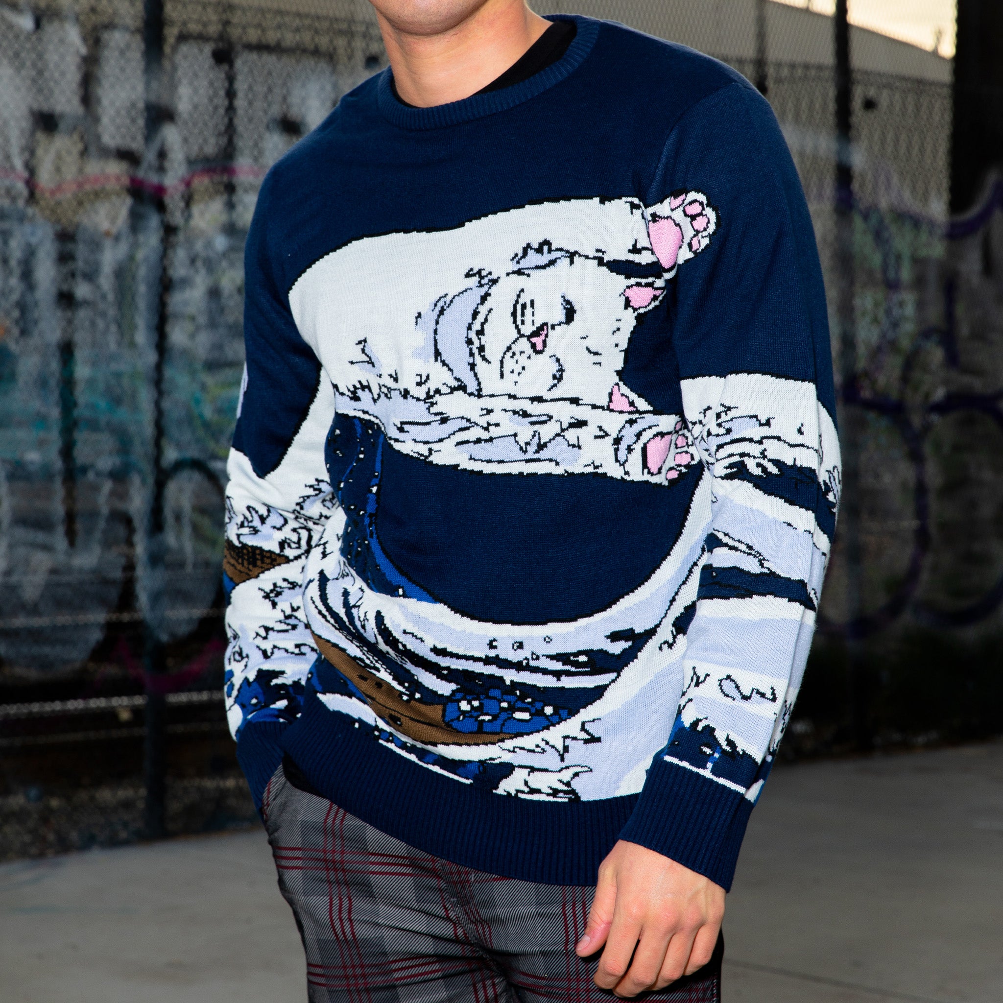  Great Wave Sweater (Navy)、mySite、merchandisen
