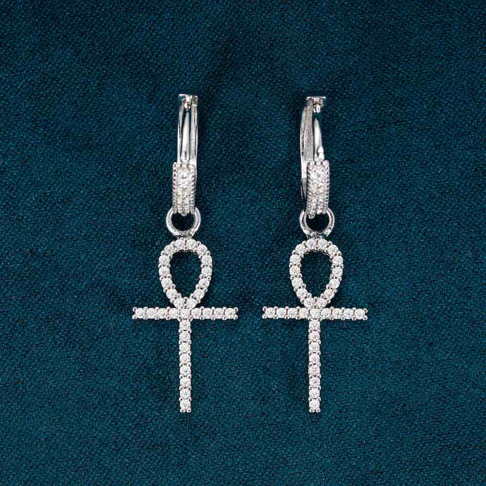 Moissanite Ankh Hoop Earrings 14K Gold、mySite、hinf8tx79