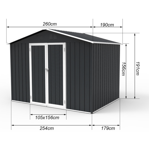 Metal garden sheds 8ft×6ft outdoor storage sheds Brown + Black、、eastwooduniform