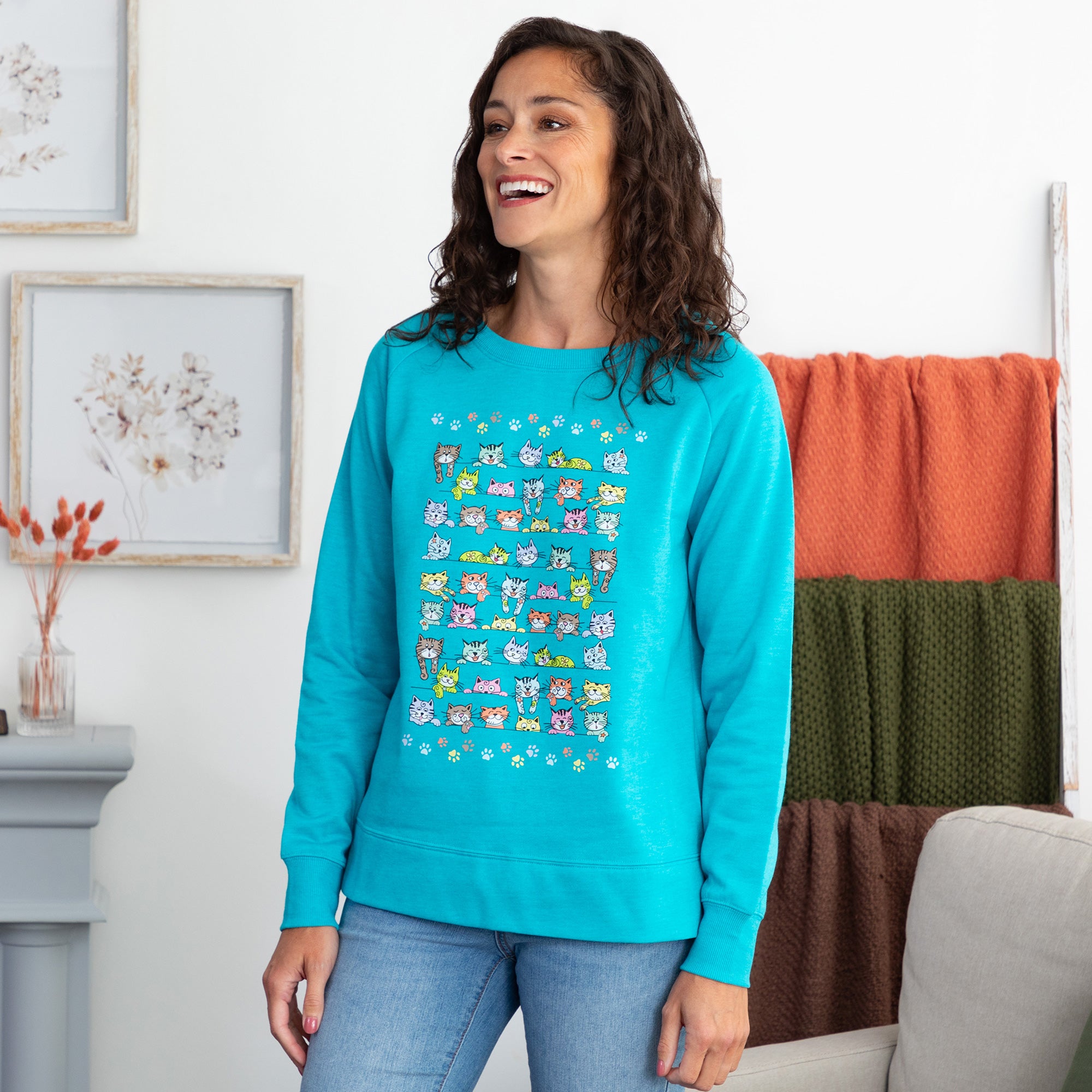 Peeping Pets Drop Tail Crewneck Sweatshirt、mySite、camillekostekn