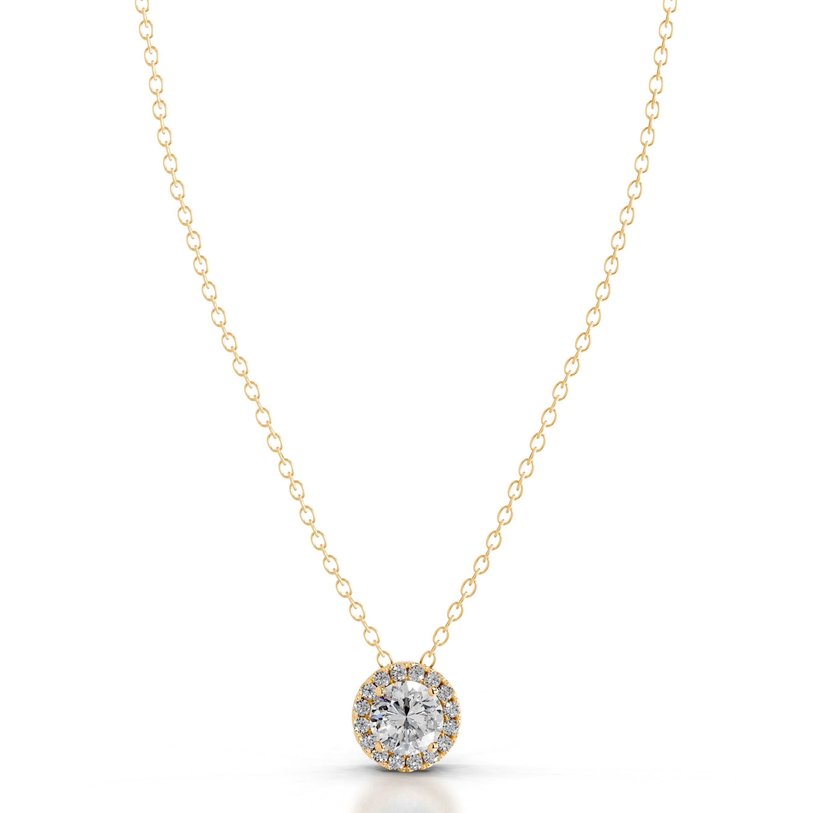 Adele Lab Grown Diamond Halo Pendant - 18K Yellow Gold、mySite、hinf8tx79