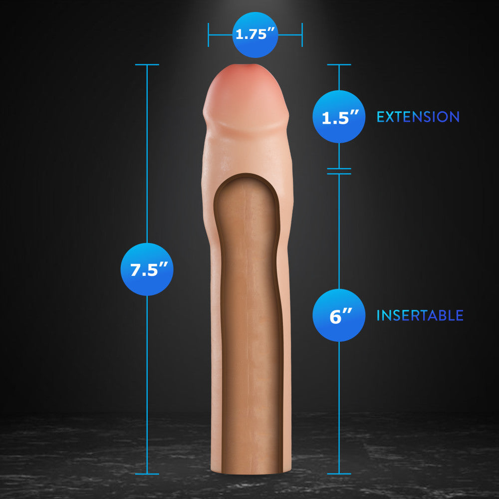 Performance Plus By Blush® | Resilience 7 Inch Realistic Penis Extender Sleeve - Dual Density - Liquid Silicone - Beige、mySite、bottomscart