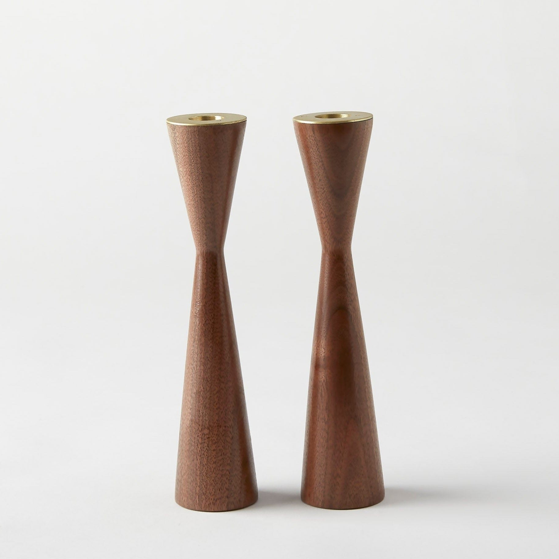 Wood and Brass Candlesticks - Walnut、mySite、topwebapps