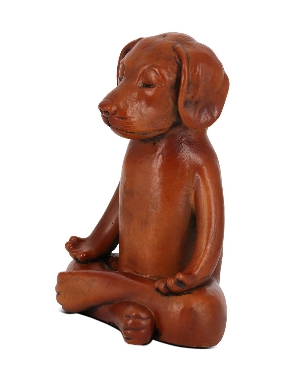 Meditating Dog Statue in Rich Mahogany Tone、mySite、topwebapps