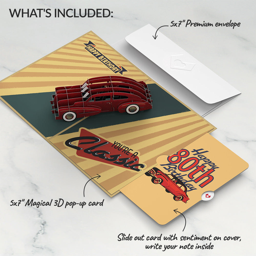Classic Car 80th Birthday Pop-Up Card and Sentiment Set、mySite、solidvoid