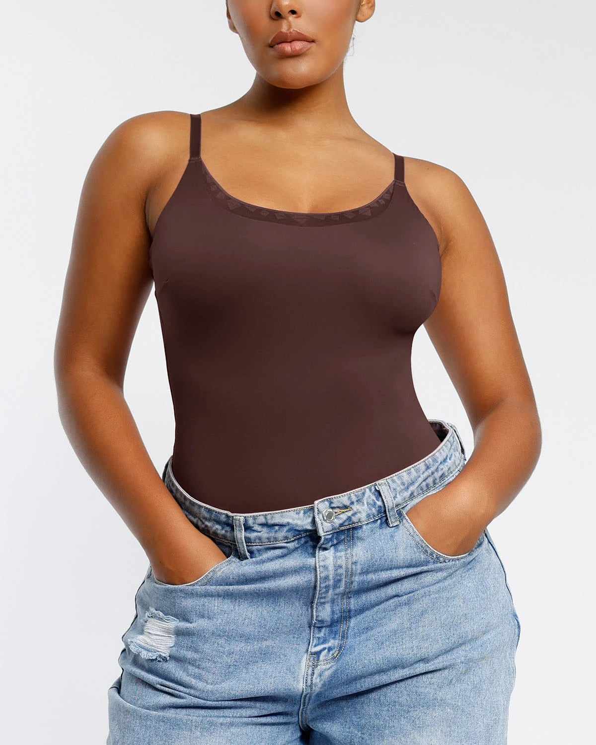 AirSlim® Lace Trim Cami Thong Bodysuit、mySite、bengalsvssteelers