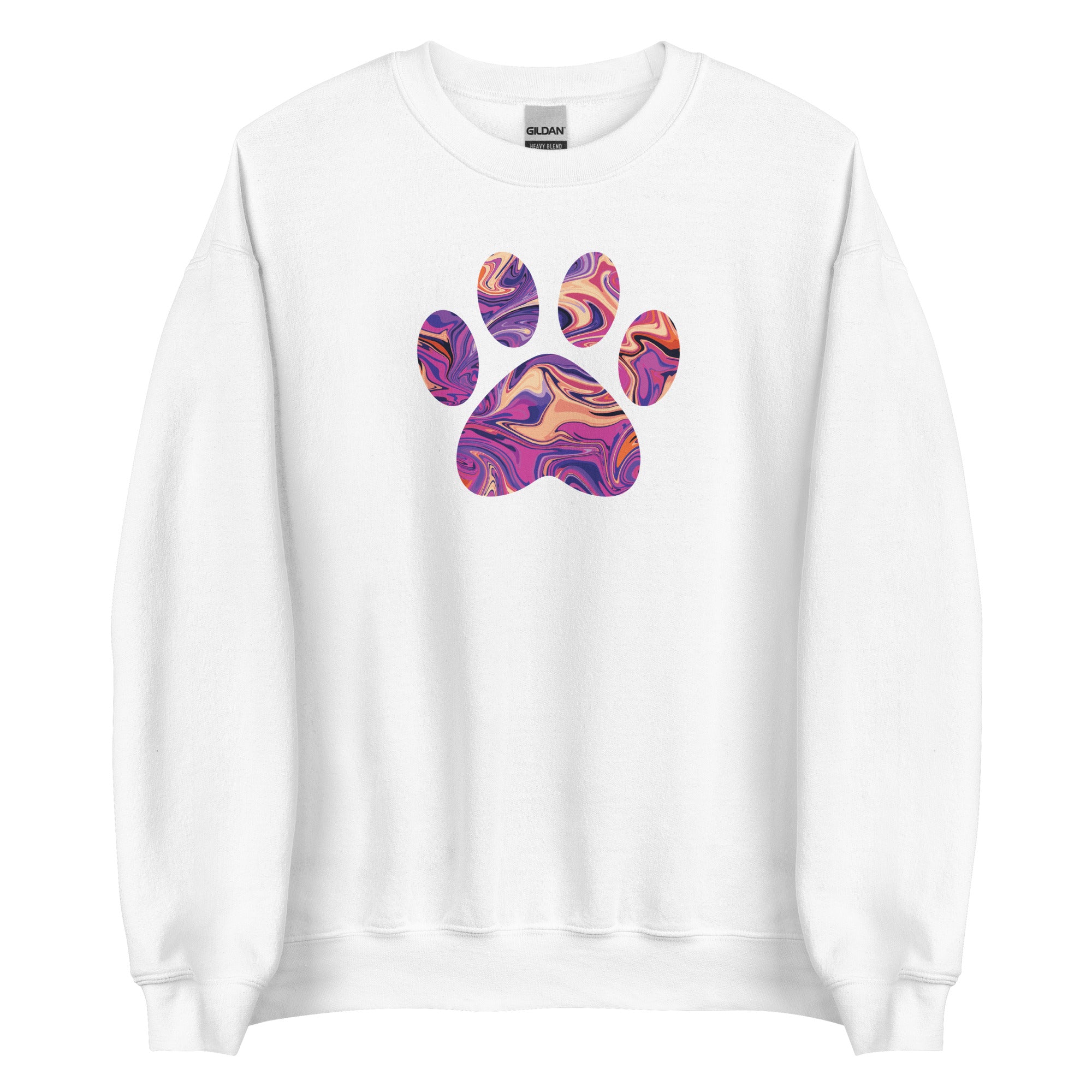 Purple Swirl Marbled Paw Crewneck Sweatshirt、mySite、camillekostekn