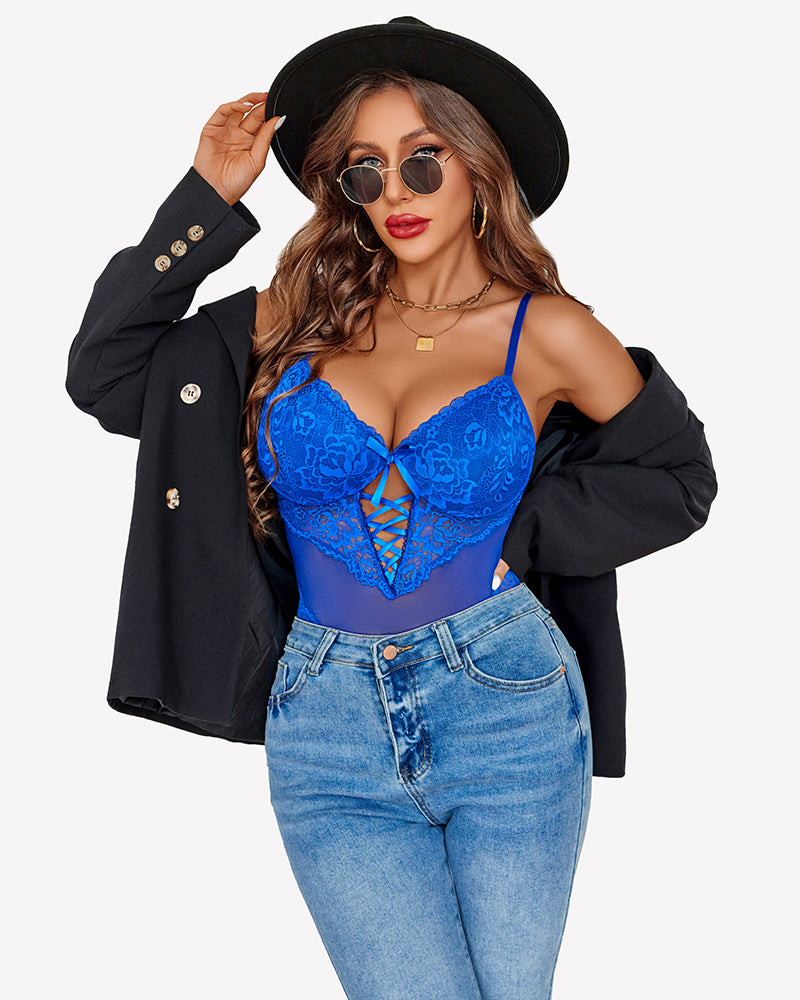 Lace V Neck Mini Bodysuit、mySite、bengalsvssteelers