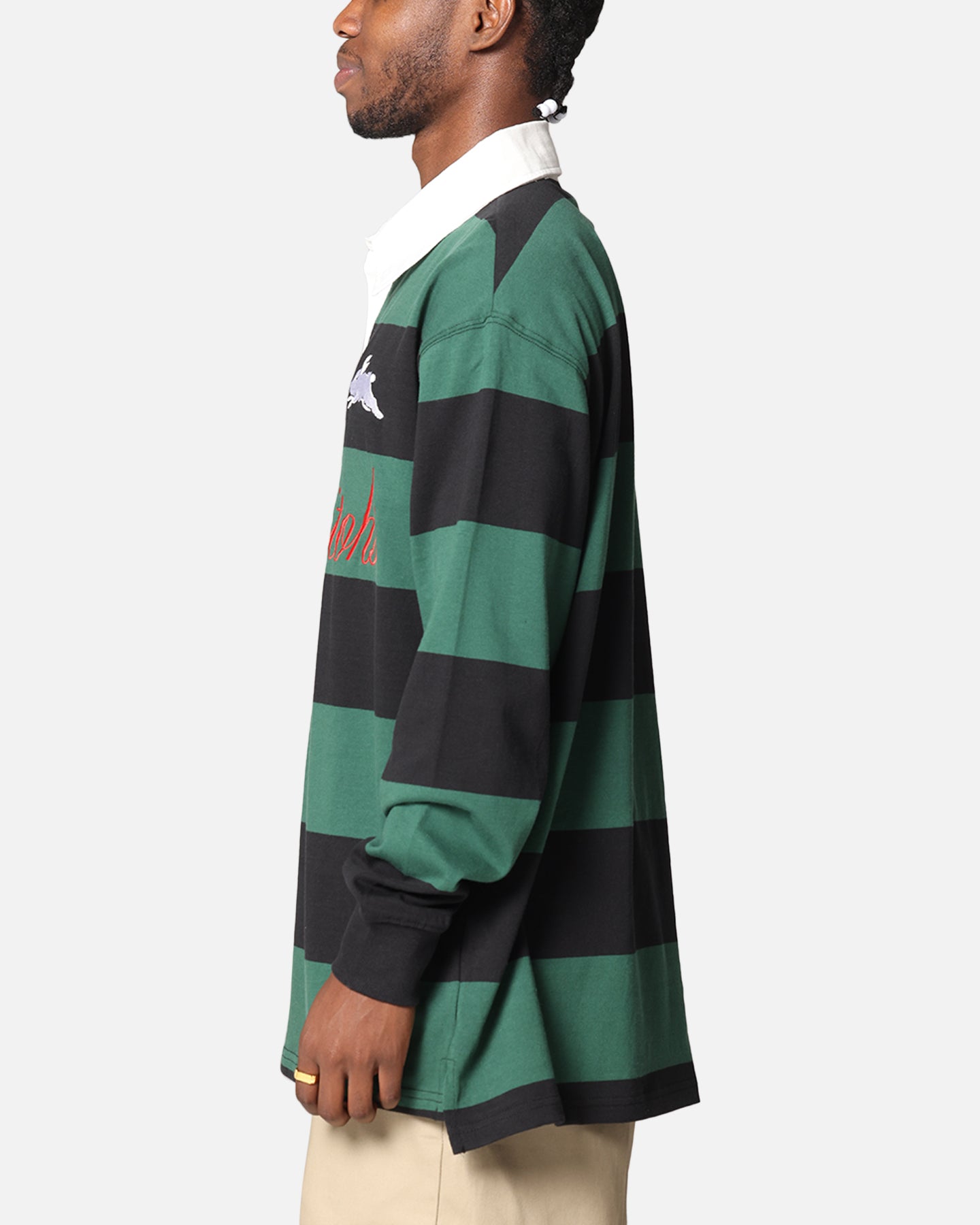 Bleacher Athletic South Sydney Rabbitohs NRL Stripe Rugby Polo Shirt Official Team Colour、mySite、zt4zffjzw