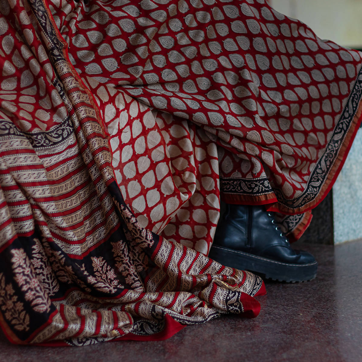 Handblock Saree | Chanderi Saree | Red、mySite、camillekostekn