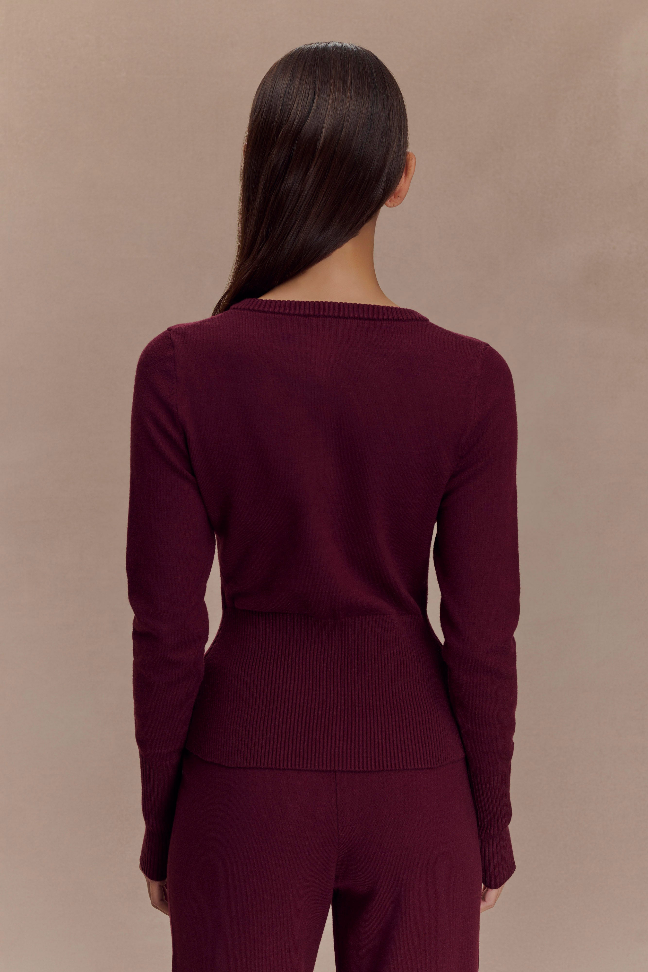 Reese Fitted Knit Cardigan - Merlot、mySite、solidvoid