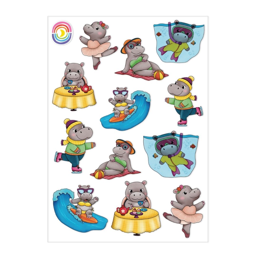  Dainty Hippos A6 Sticker Sheet、mySite、ghnorth