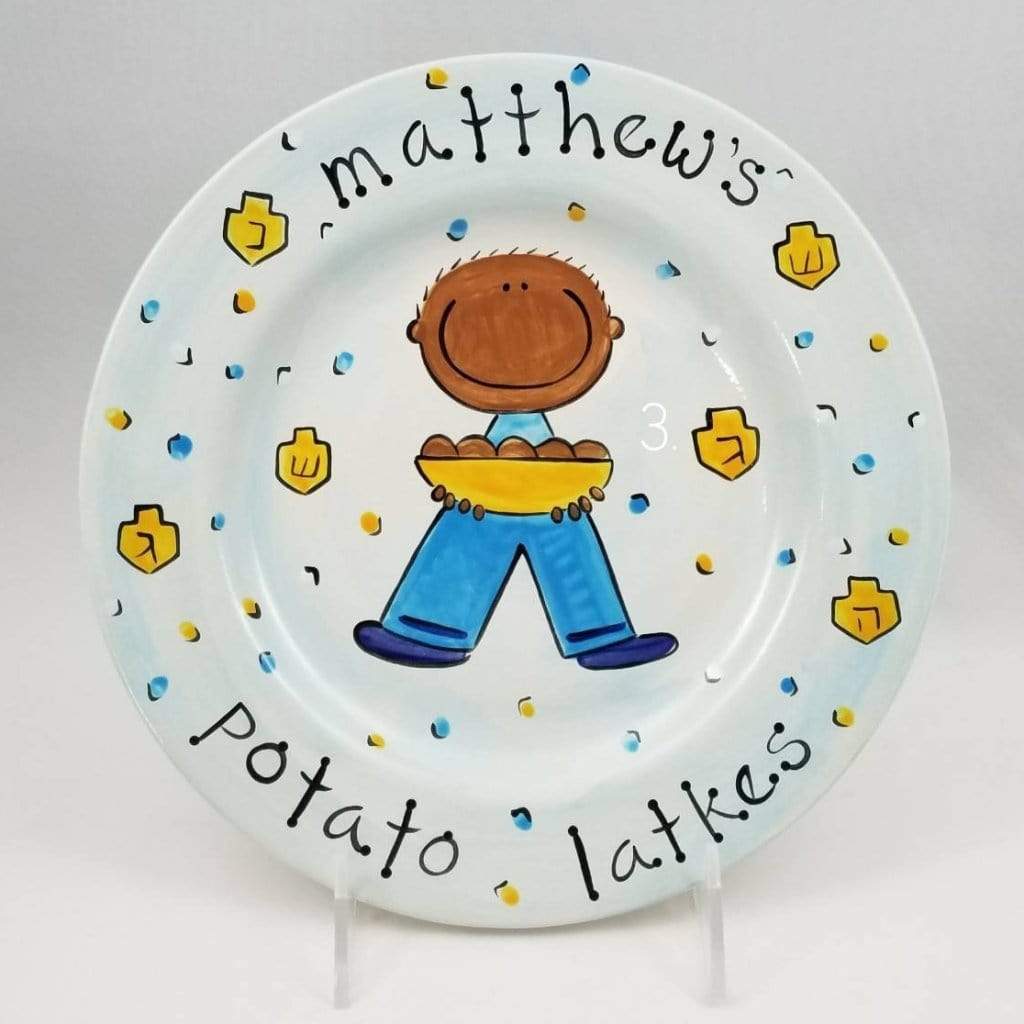 Personalized Potato Latkes Hanukkah Plate: Feminine, Masculine or Gender Neutral、mySite、topwebapps