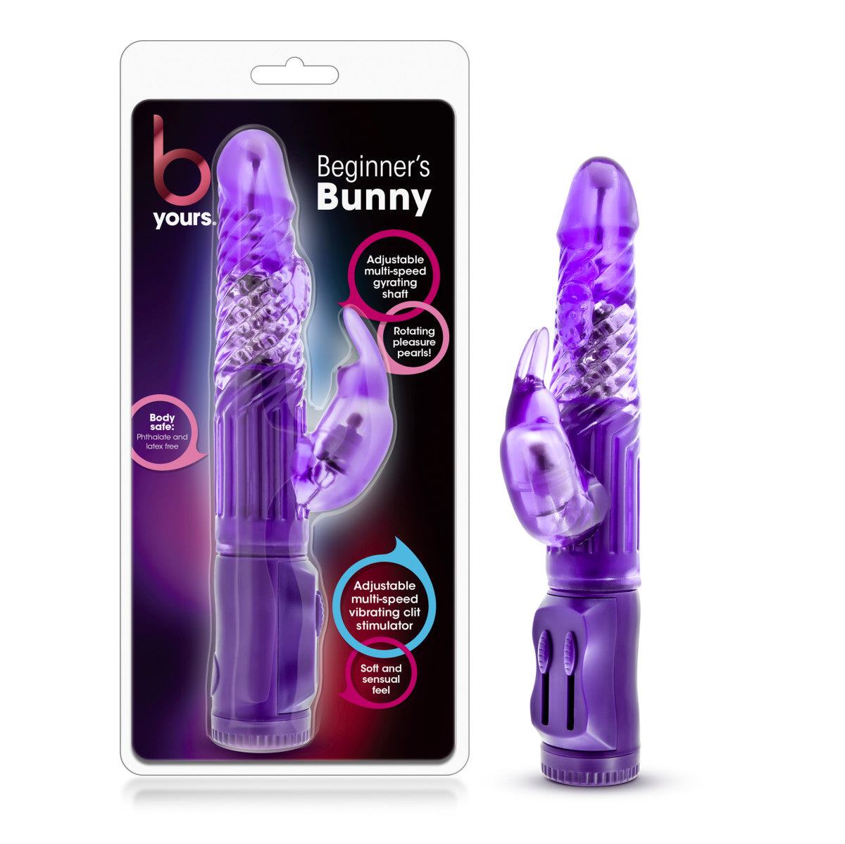 B Yours By Blush® | Beginner's Bunny Purple 8.75-Inch Rabbit Vibrator、mySite、bottomscart
