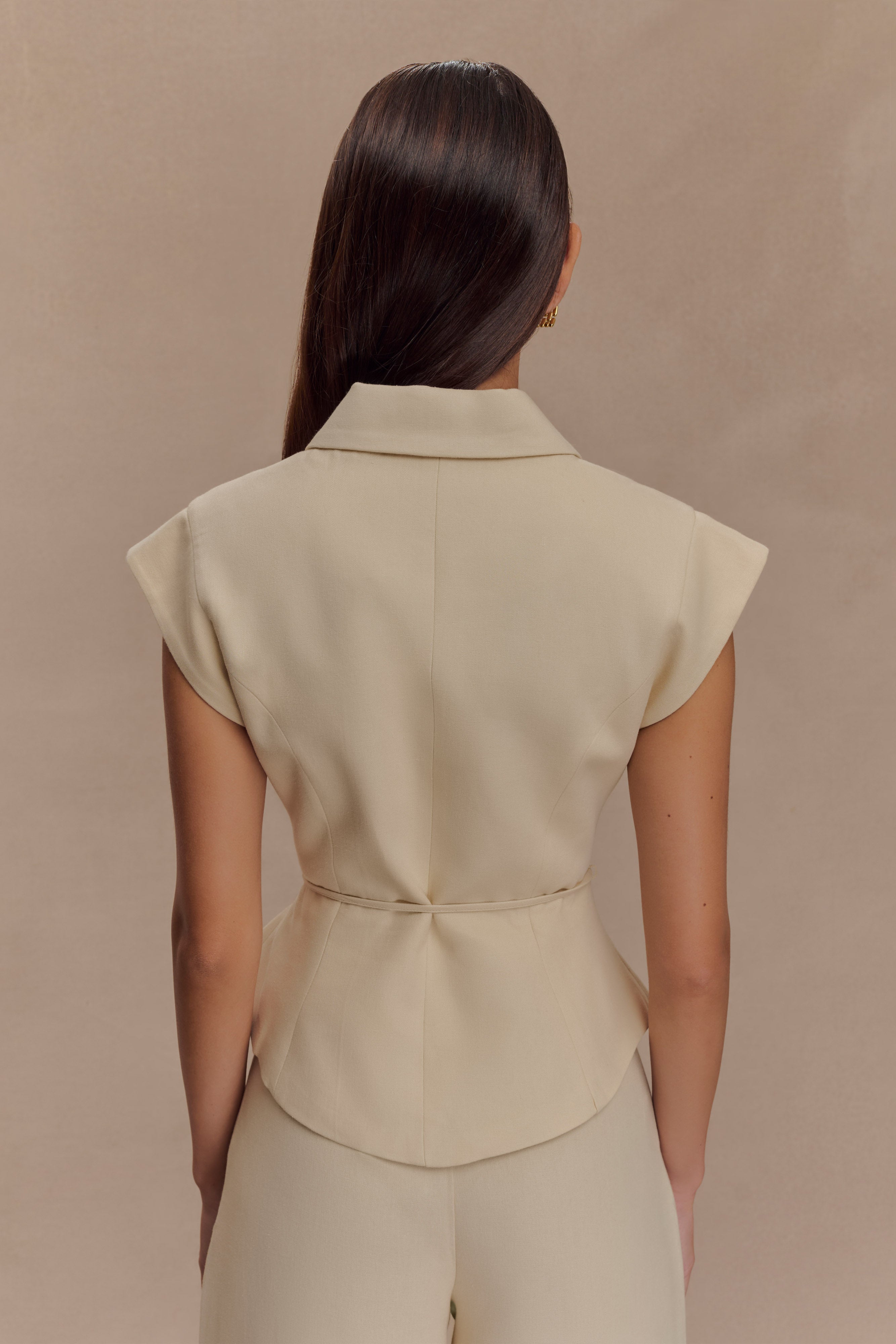 Andina Shortsleeve Linen Top - Natural Beige、mySite、solidvoid