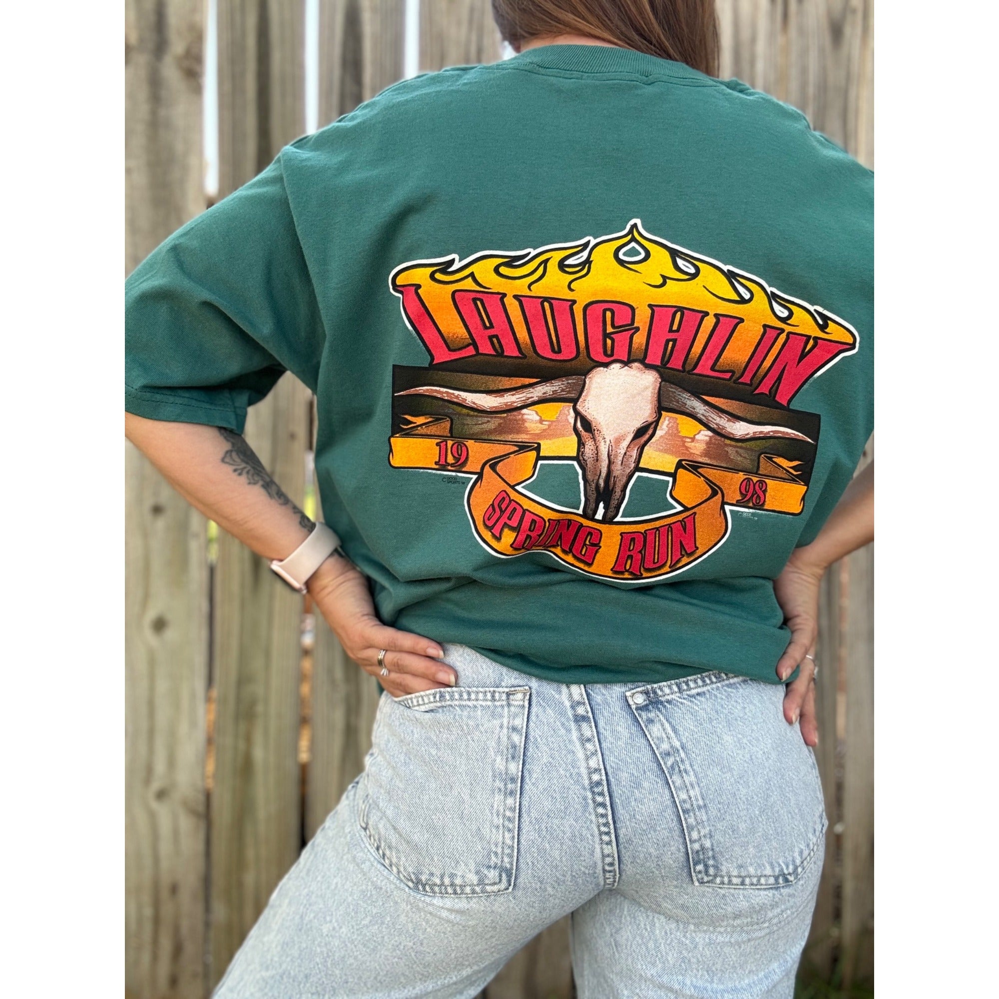 98' Spring Run Laughlin NV Motorcycle Rally Graphic Tee T-Shirt L、mySite、garagedoors4me