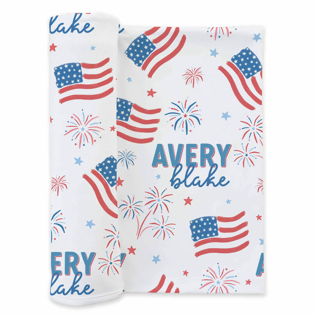  Fireworks & Freedom Personalized Swaddle Blanket、mySite、layawaytickets