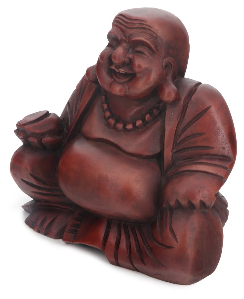 Mahogany Finish Sitting Happy Buddha Statue、mySite、topwebapps