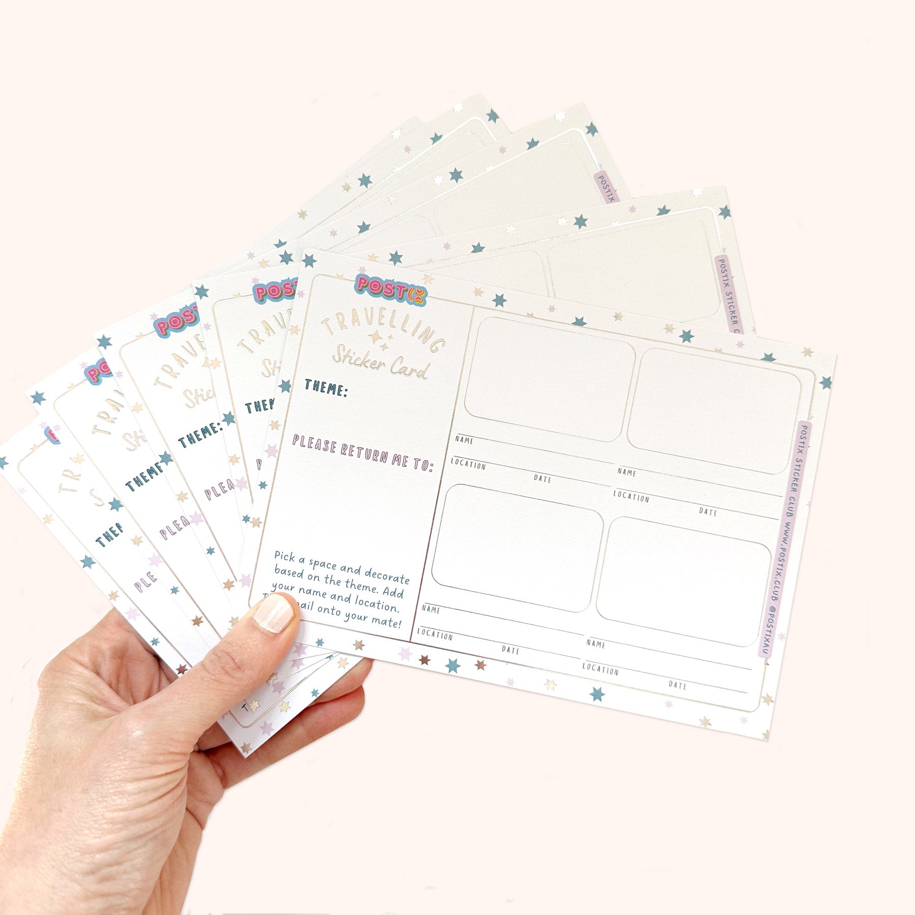  Pastel Jacaranda, Teal & Silver Traveling Sticker Card 5 Pack、mySite、ghnorth