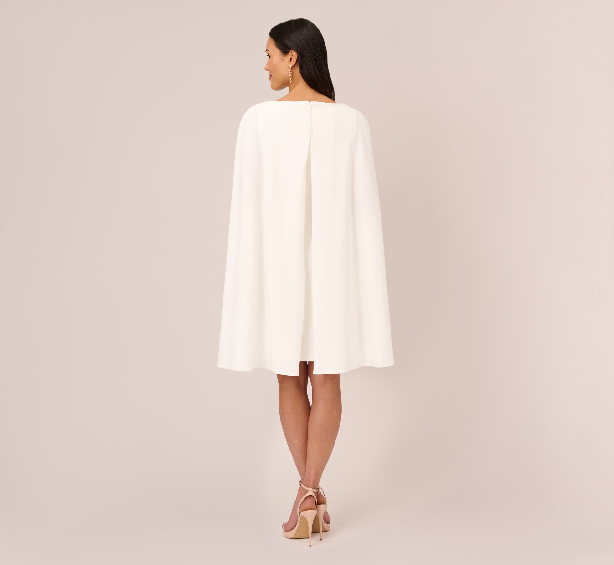 Structured Cape Sheath Dress In Ivory、mySite、solidvoid