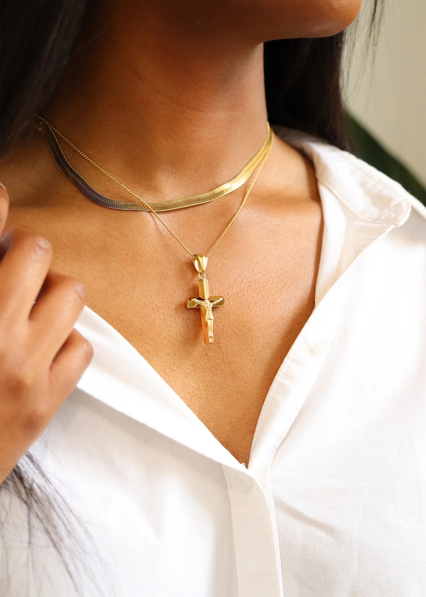 18K Gold PVD Stainless Steel Crucifix Cross Pendant / PDL9017、mySite、dreamappss