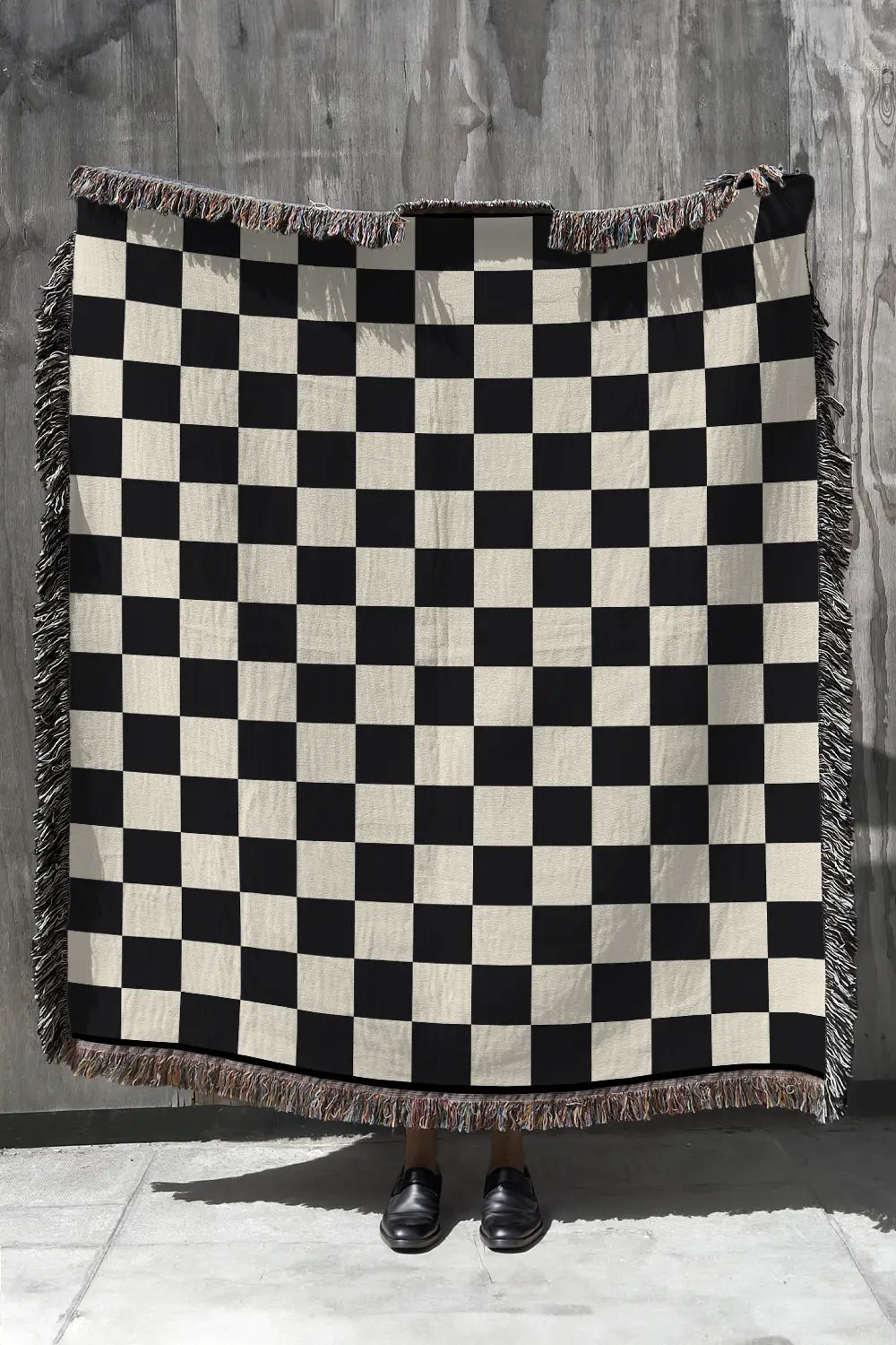 Black and White Checkered Cotton Woven Blanket、mySite、gigharbornorthrealestate