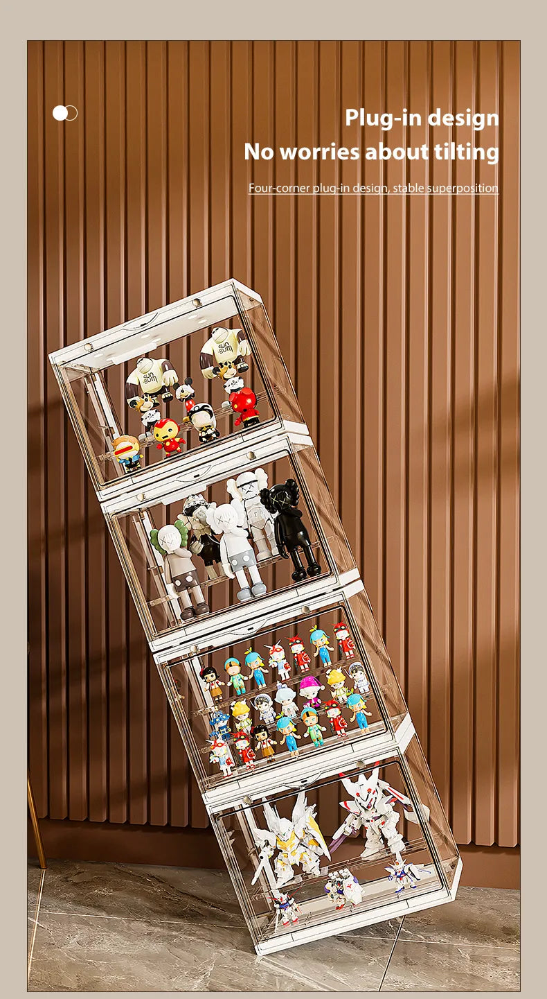 Stable plug-in design prevents tilting, ensuring a secure display for mini figures.