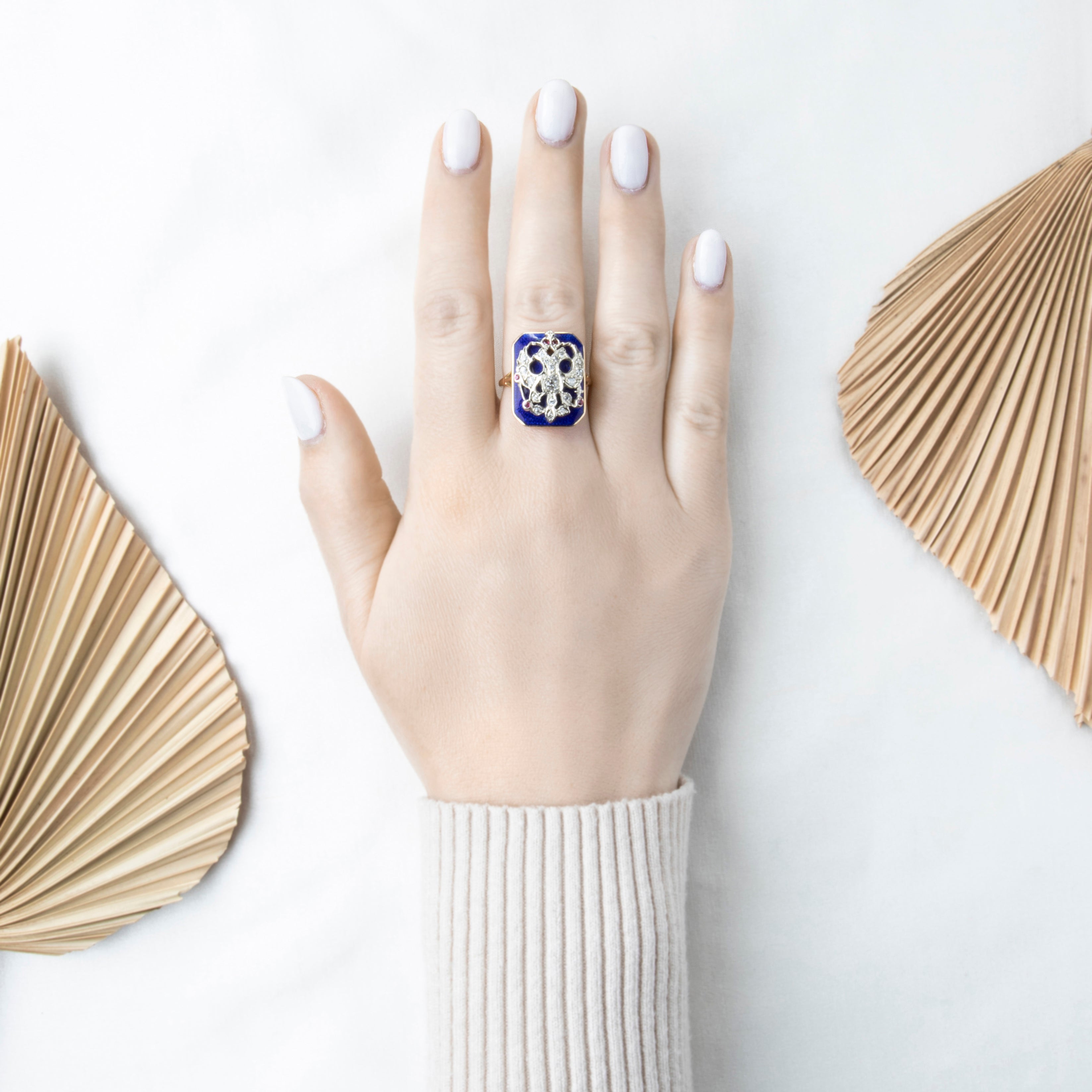 Antique 14k Yellow Gold Natural Diamond Synthetic Ruby Two-Headed Eagle Ring、mySite、hinf8tx79