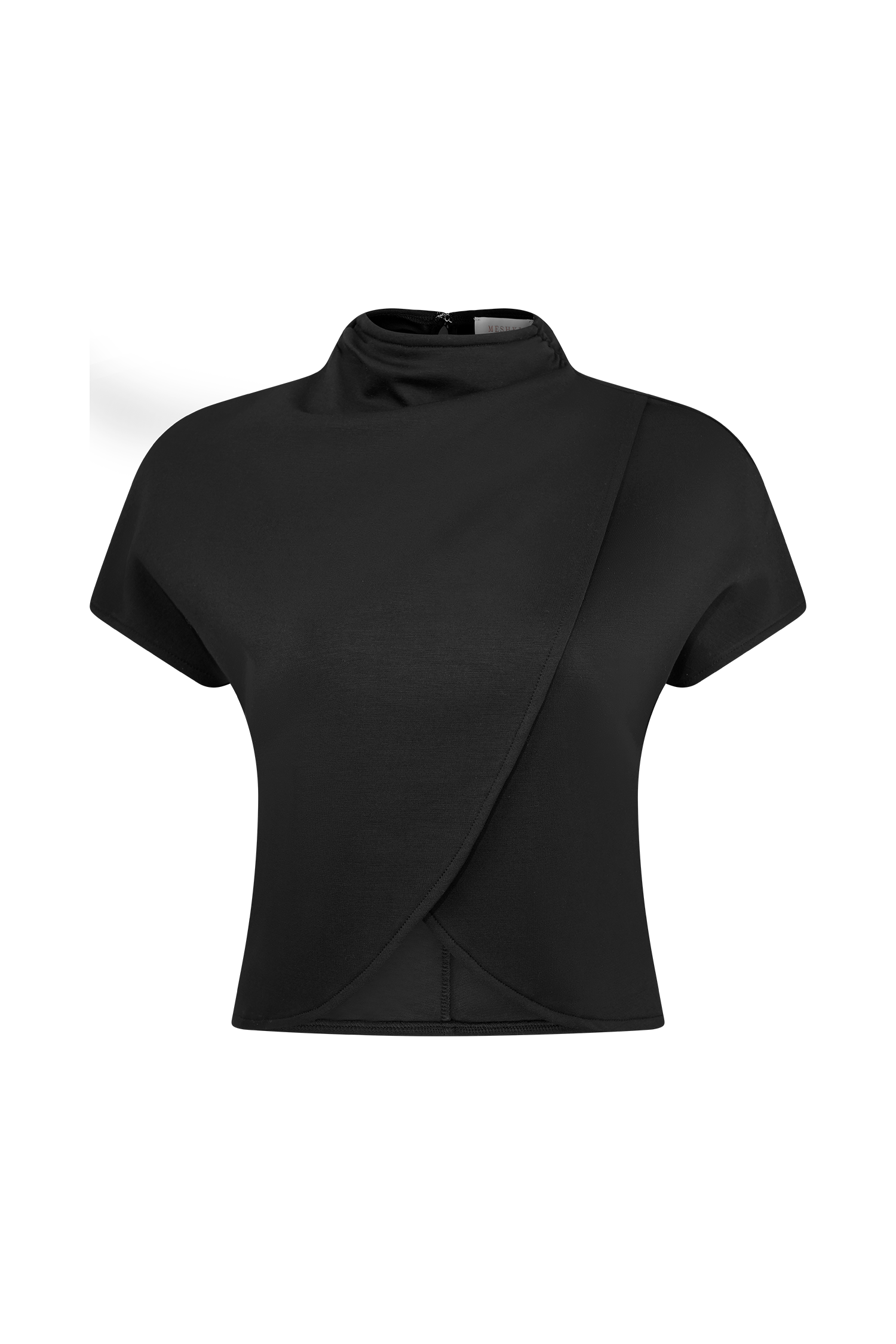 Eris High Neck Scuba Jersey Top - Black、mySite、solidvoid