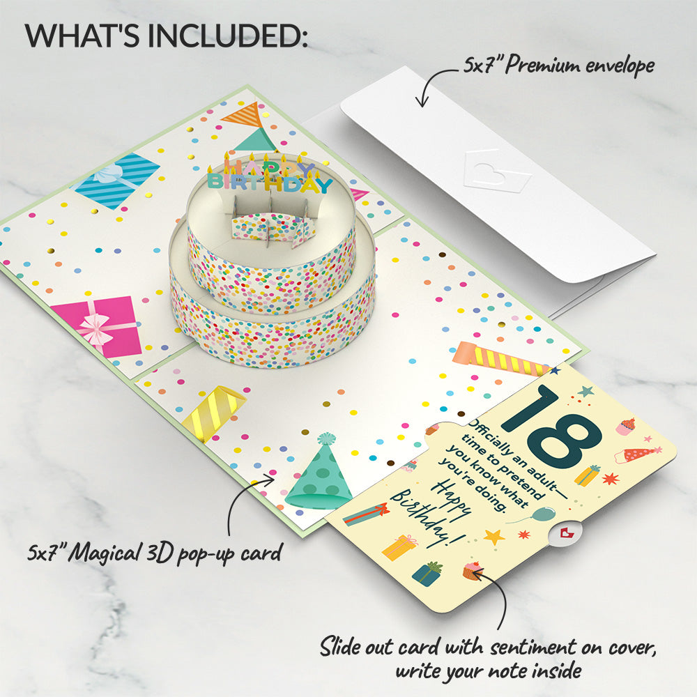 Sprinkles 18th Birthday Cake Pop-Up Card and Sentiment Set、mySite、solidvoid