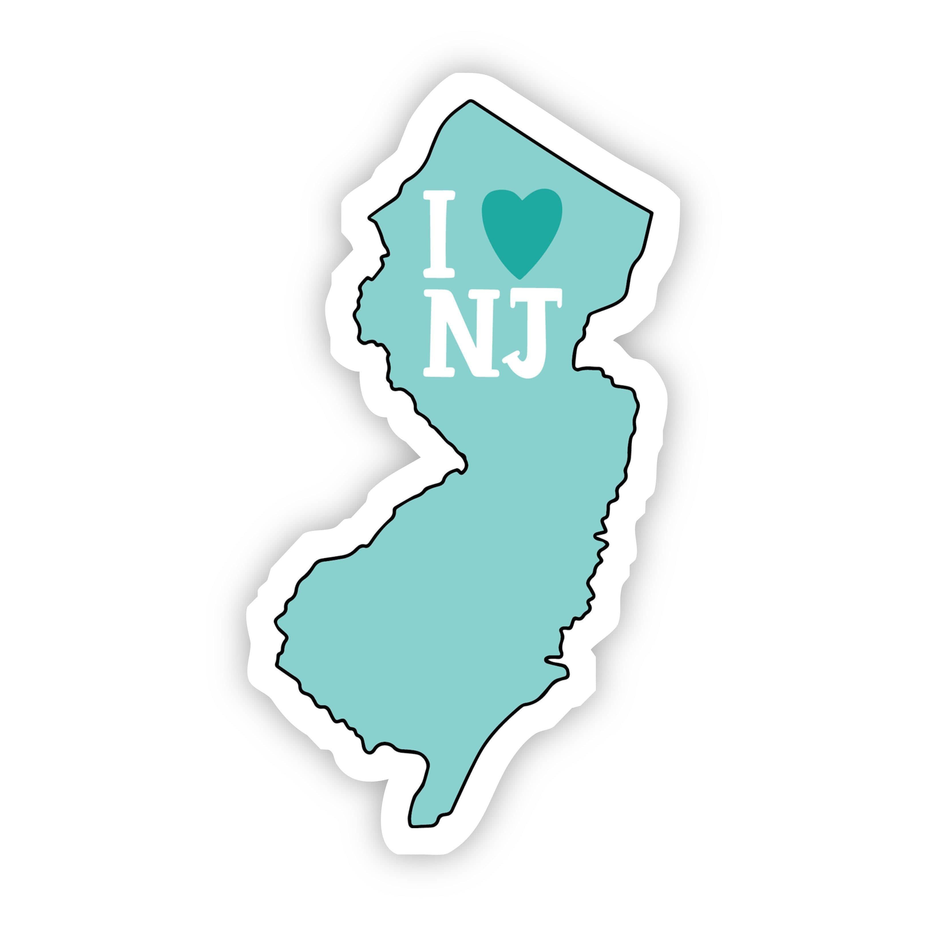 I Love New Jersey Teal Sticker、mySite、elrpsem3k