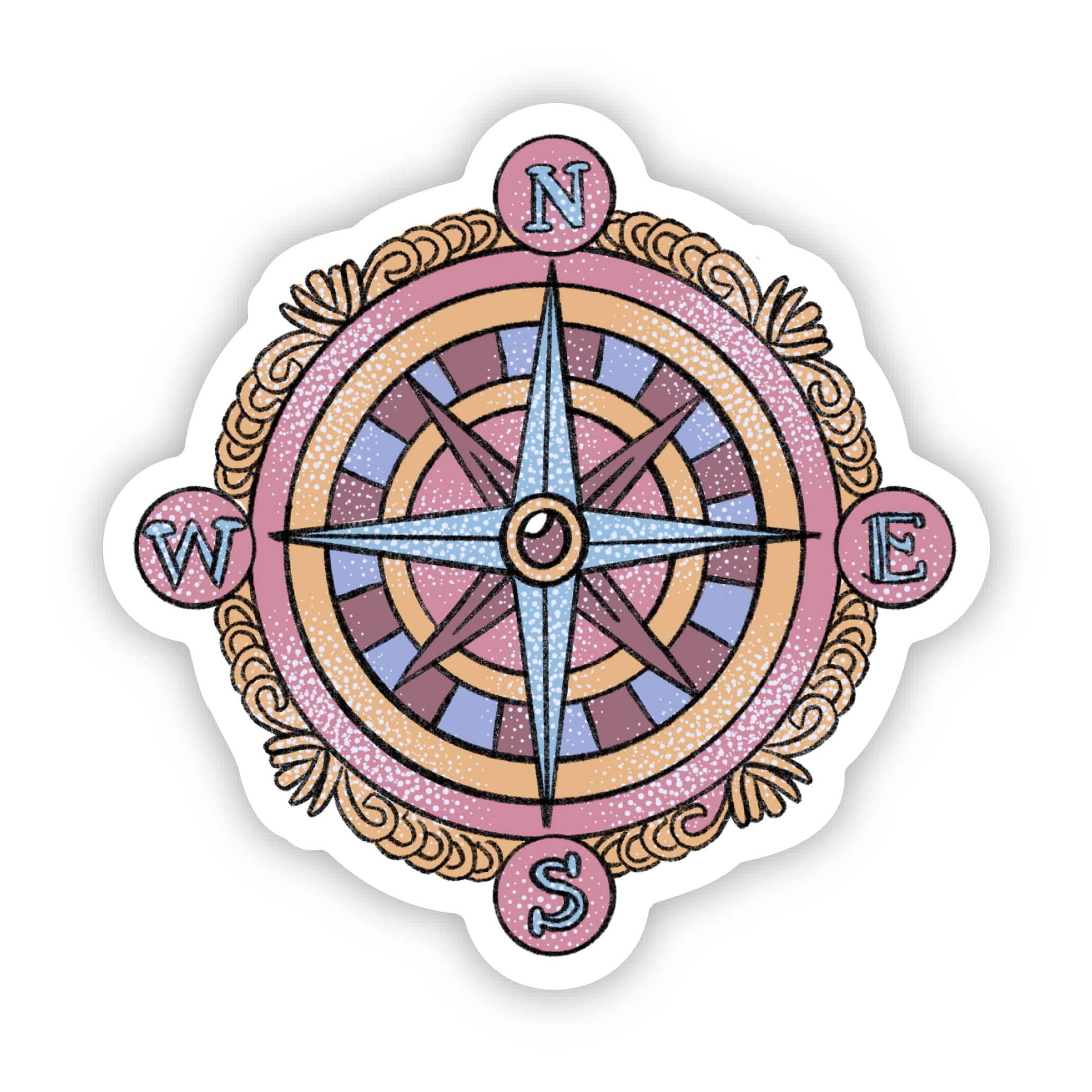  North South West East Compass Travel Sticker、mySite、ghnorth