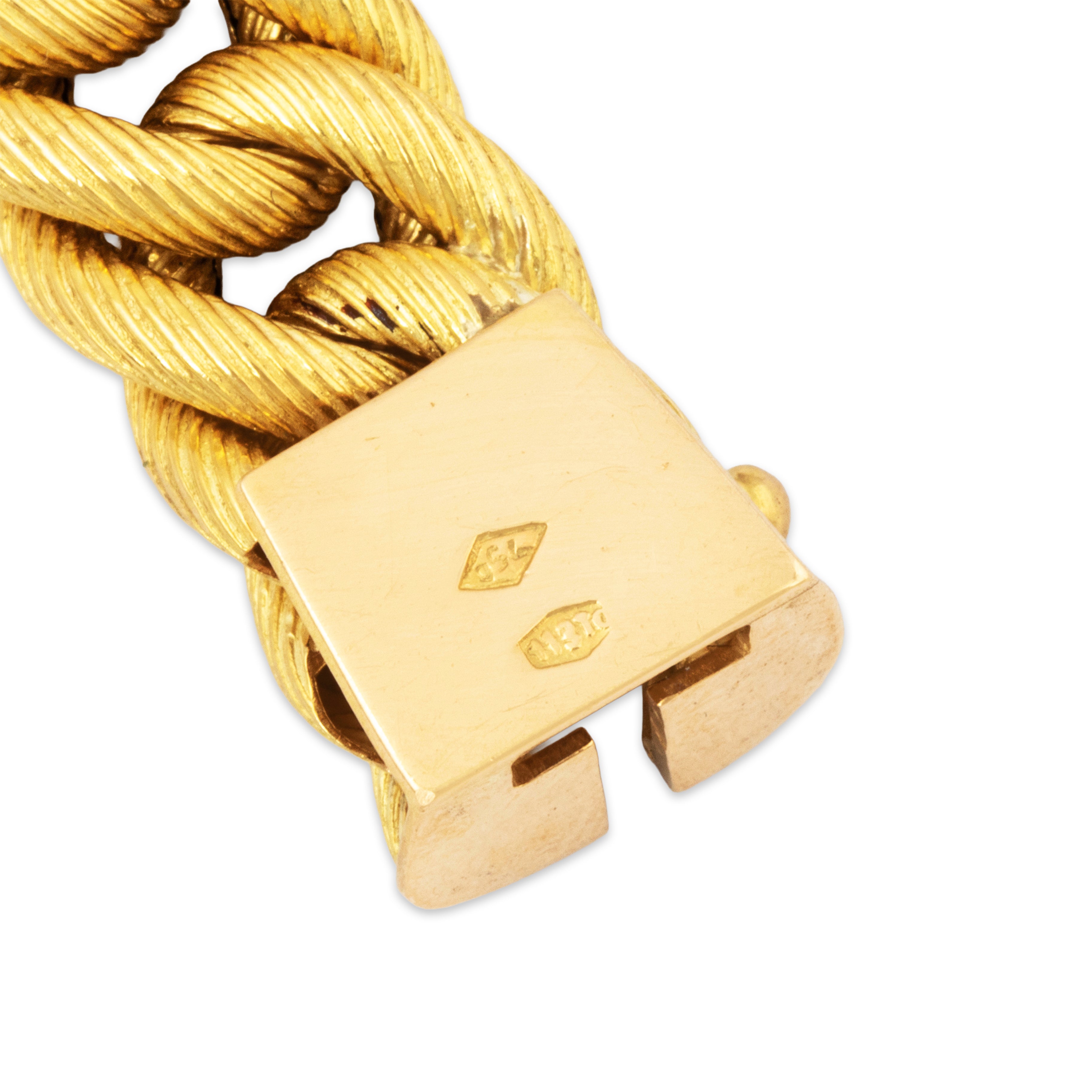 Vintage Heavy 18k Yellow Gold Stunning Textured Double Curb Chain Bracelet 6、mySite、hinf8tx79