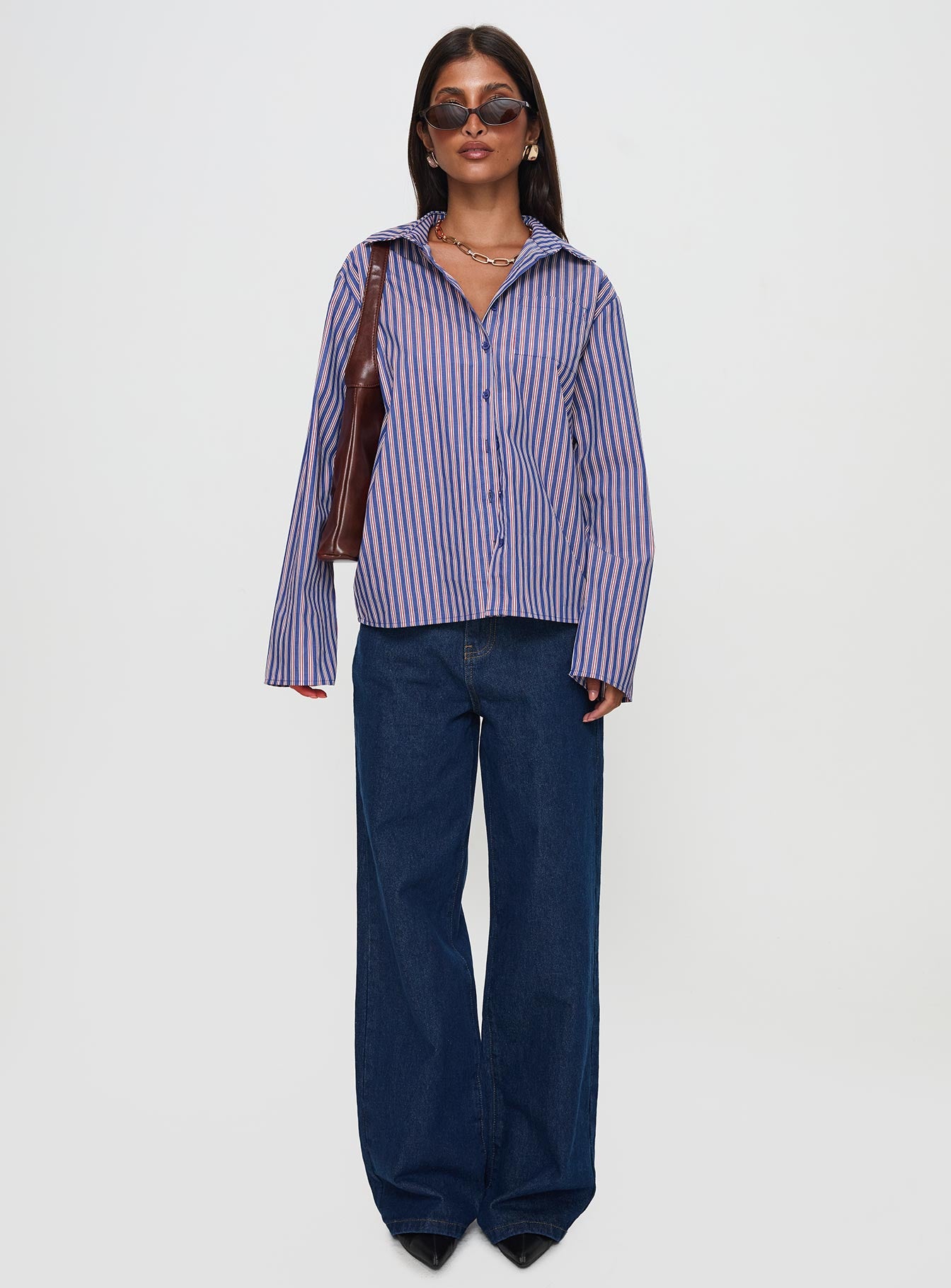 Trillian Long Sleeve Top Navy Stripe、mySite、solidvoid